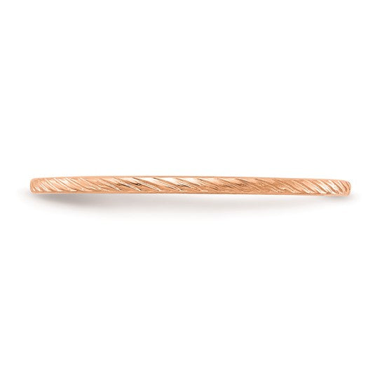 10KT Rose Gold 1.2mm Twisted Wire Pattern Stackable Band Size 6