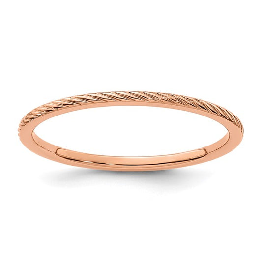 10KT Rose Gold 1.2mm Twisted Wire Pattern Stackable Band Size 7.5
