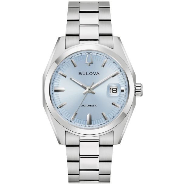 Bulova Surveyor Automatic Light Blue Dial Stainless Steel Bracelet Watch 39mm