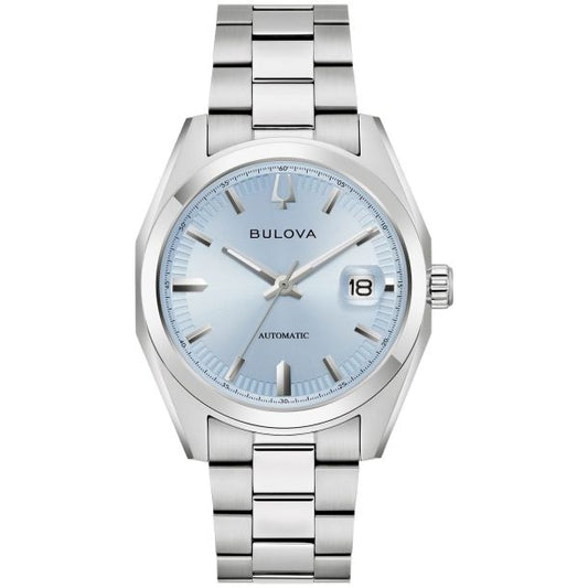 Bulova Surveyor Automatic Light Blue Dial Stainless Steel Bracelet Watch 39mm