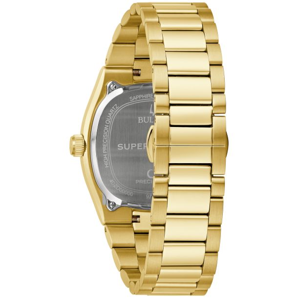 Bulova Super Seville Green Dial Gold-Tone Stainless Steel Bracelet Watch 37.5mm
