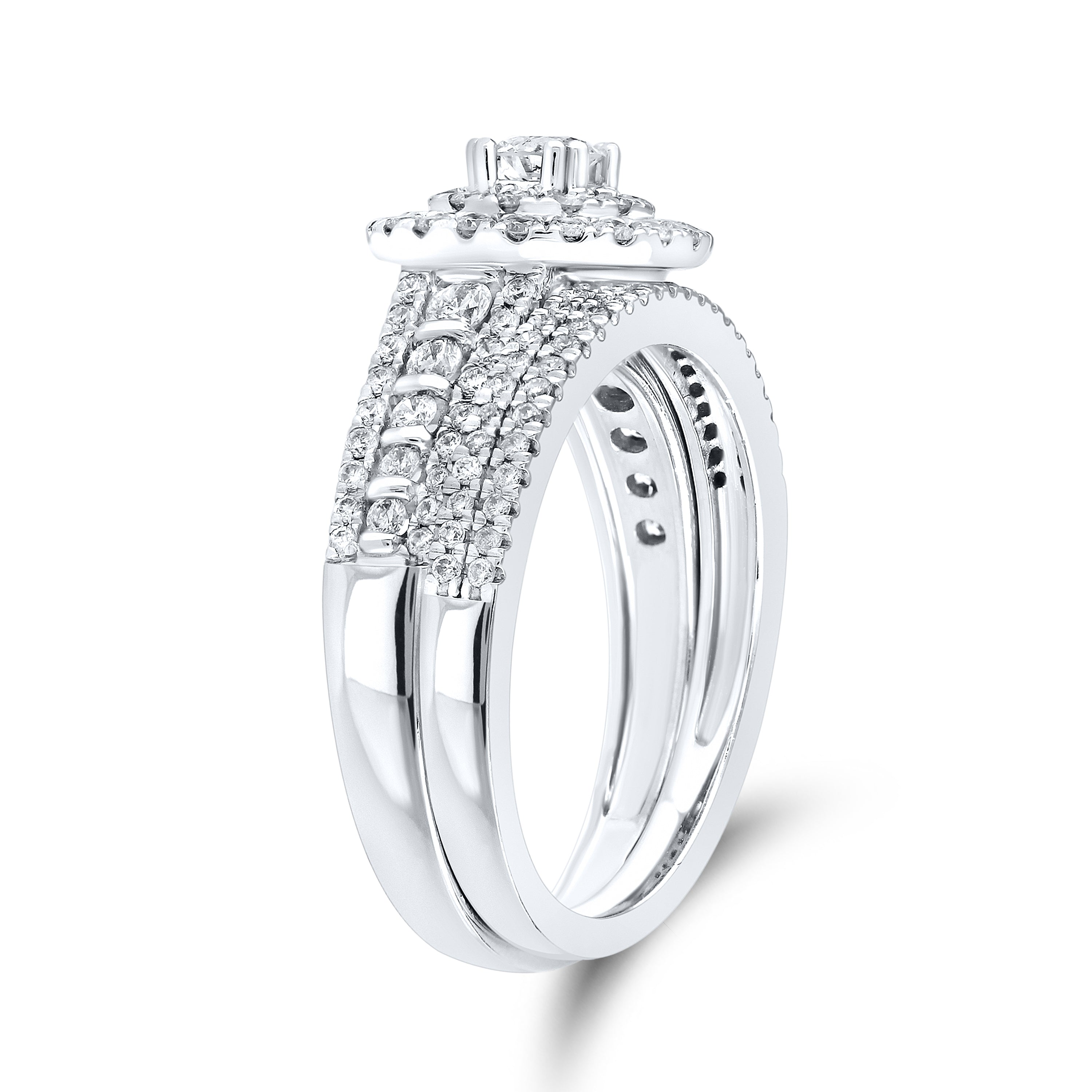 14kt White Gold 1.00 ctw Natural Diamond Bridal Ring Set