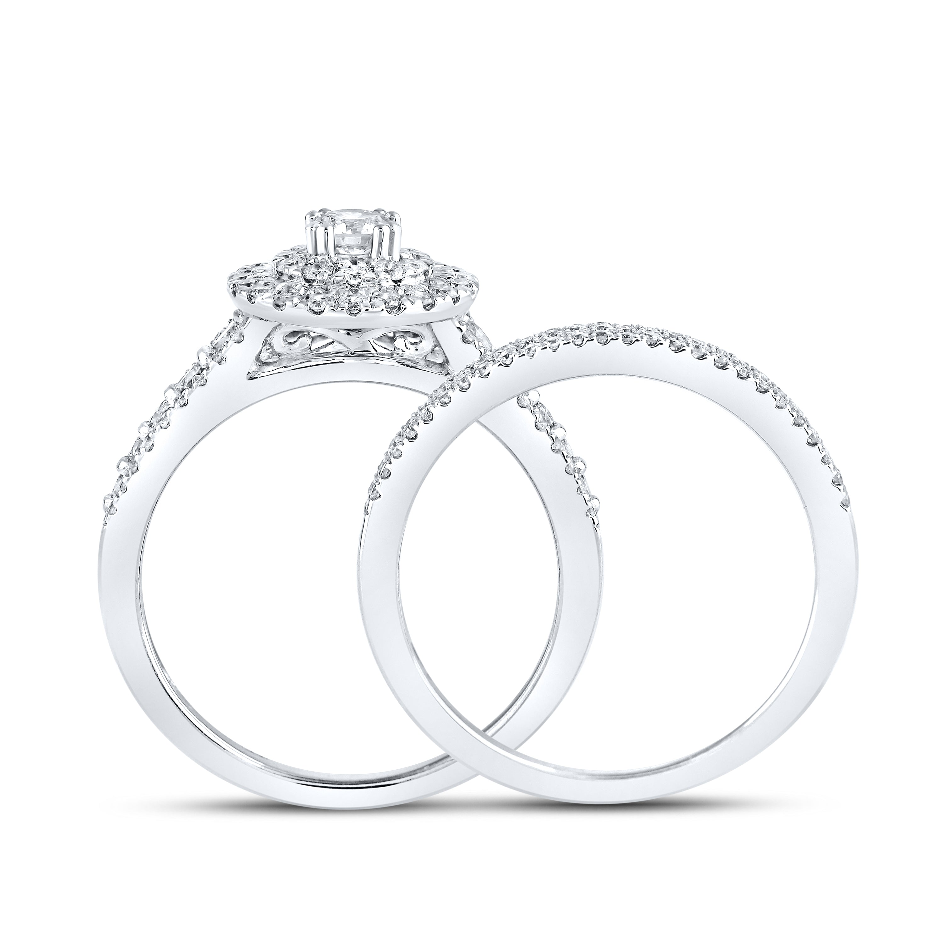 14kt White Gold 1.00 ctw Natural Diamond Bridal Ring Set