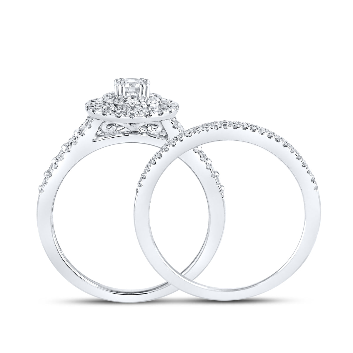 14kt White Gold 1.00 ctw Natural Diamond Bridal Ring Set