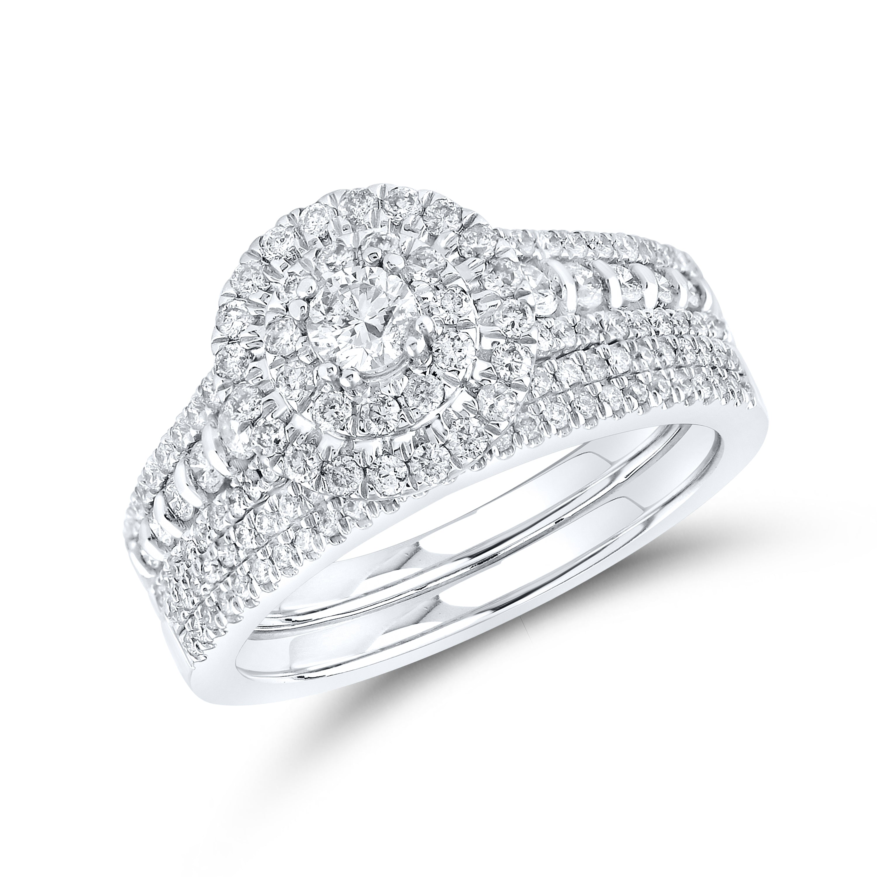 14kt White Gold 1.00 ctw Natural Diamond Bridal Ring Set