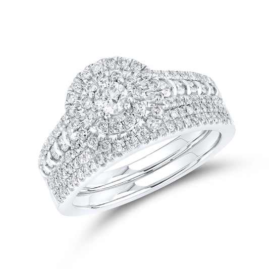 14kt White Gold 1.00 ctw Natural Diamond Bridal Ring Set