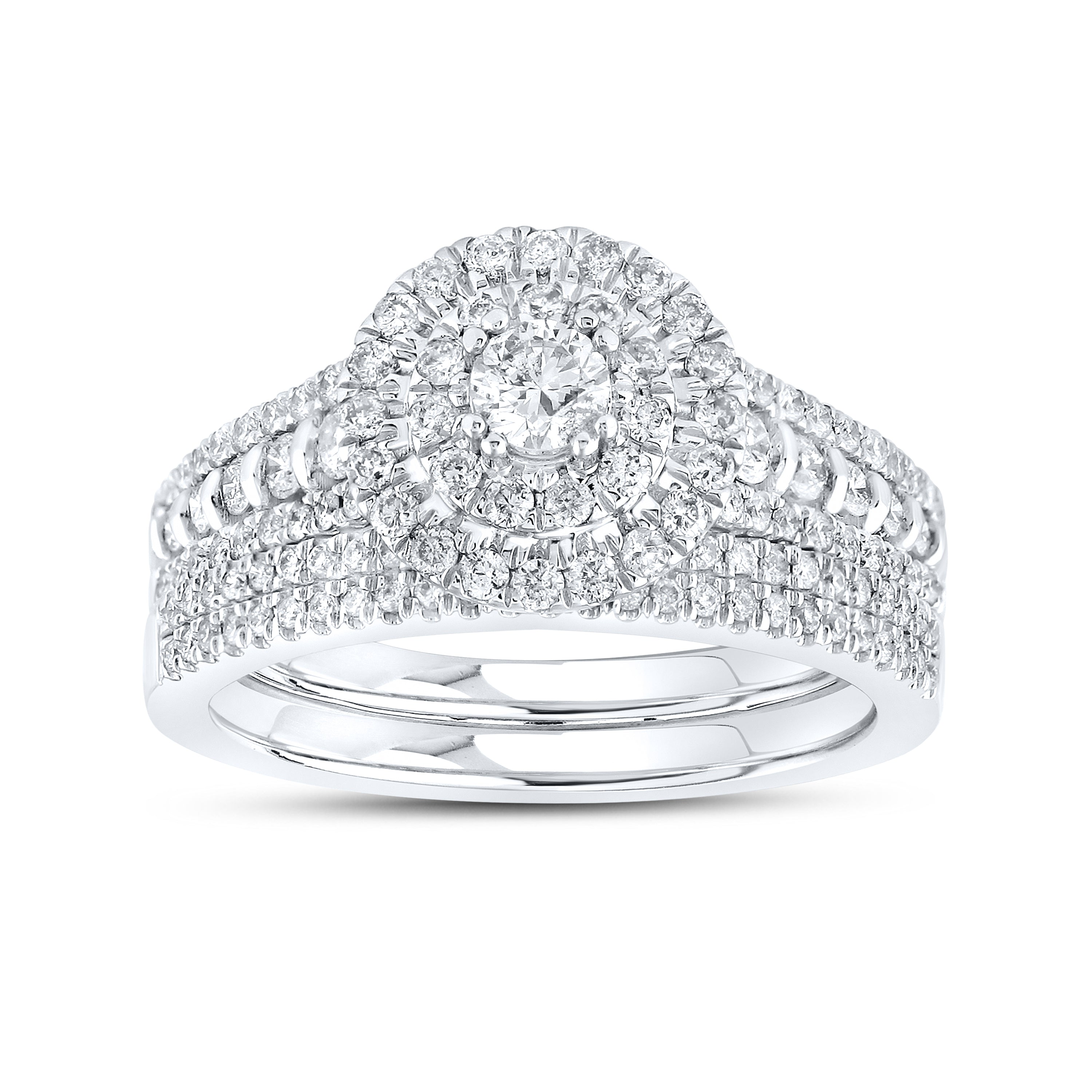 14kt White Gold 1.00 ctw Natural Diamond Bridal Ring Set