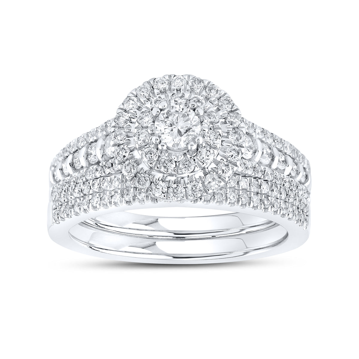 14kt White Gold 1.00 ctw Natural Diamond Bridal Ring Set