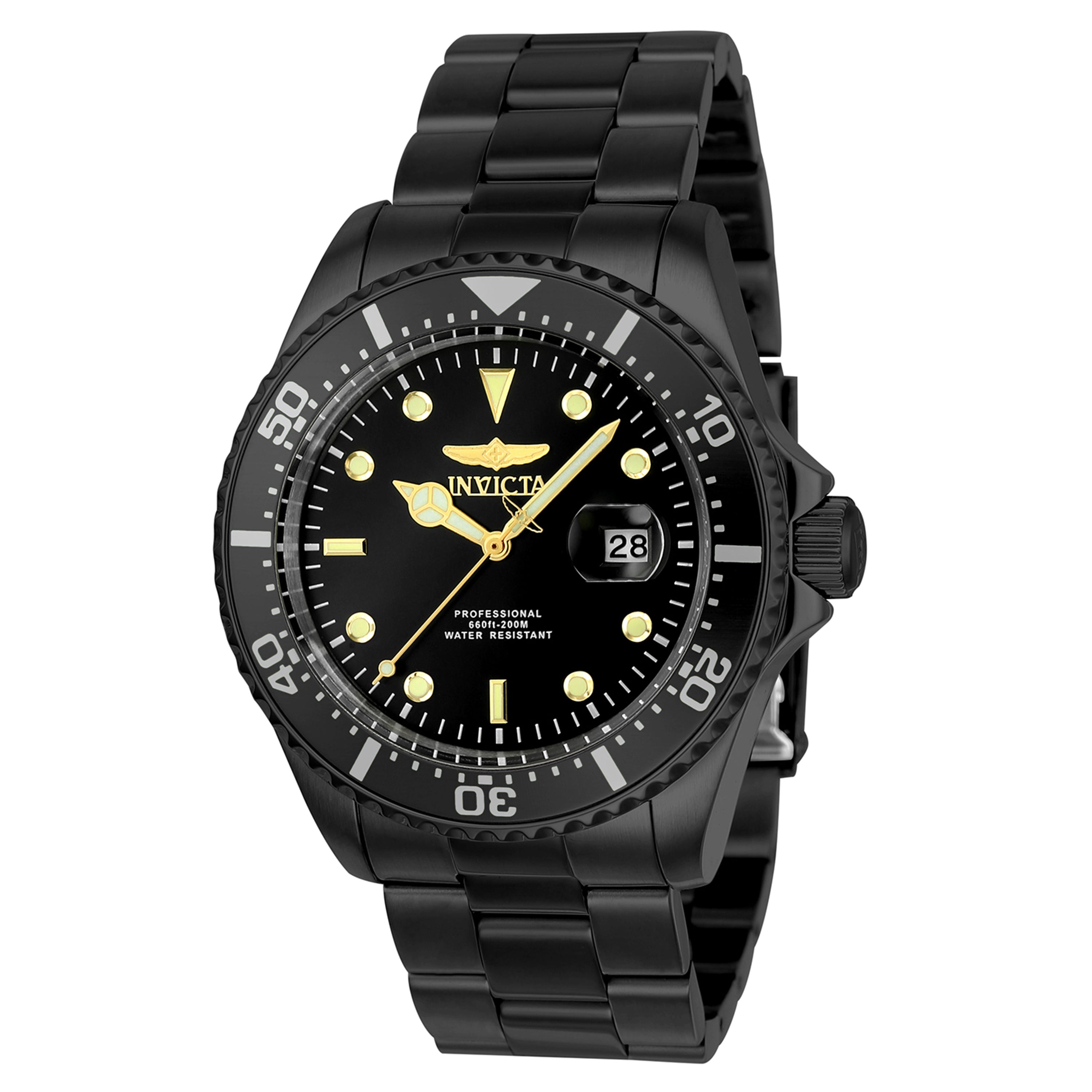 Invicta Men's 23402 Pro Diver Quartz 3 Hand Black Dial Watch