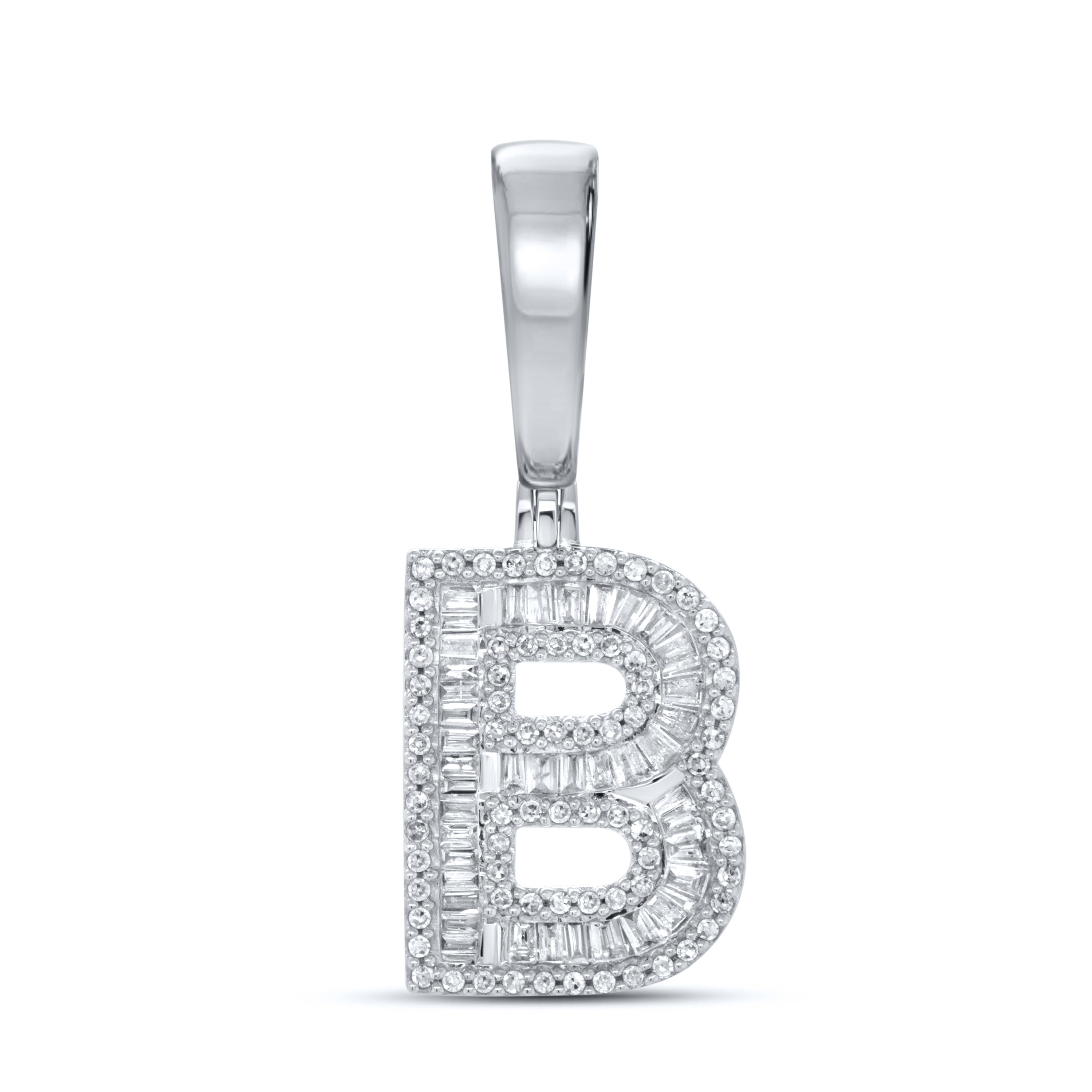 10KT WHITE GOLD  0.54 CTW NATURAL DIAMOND INITIAL B