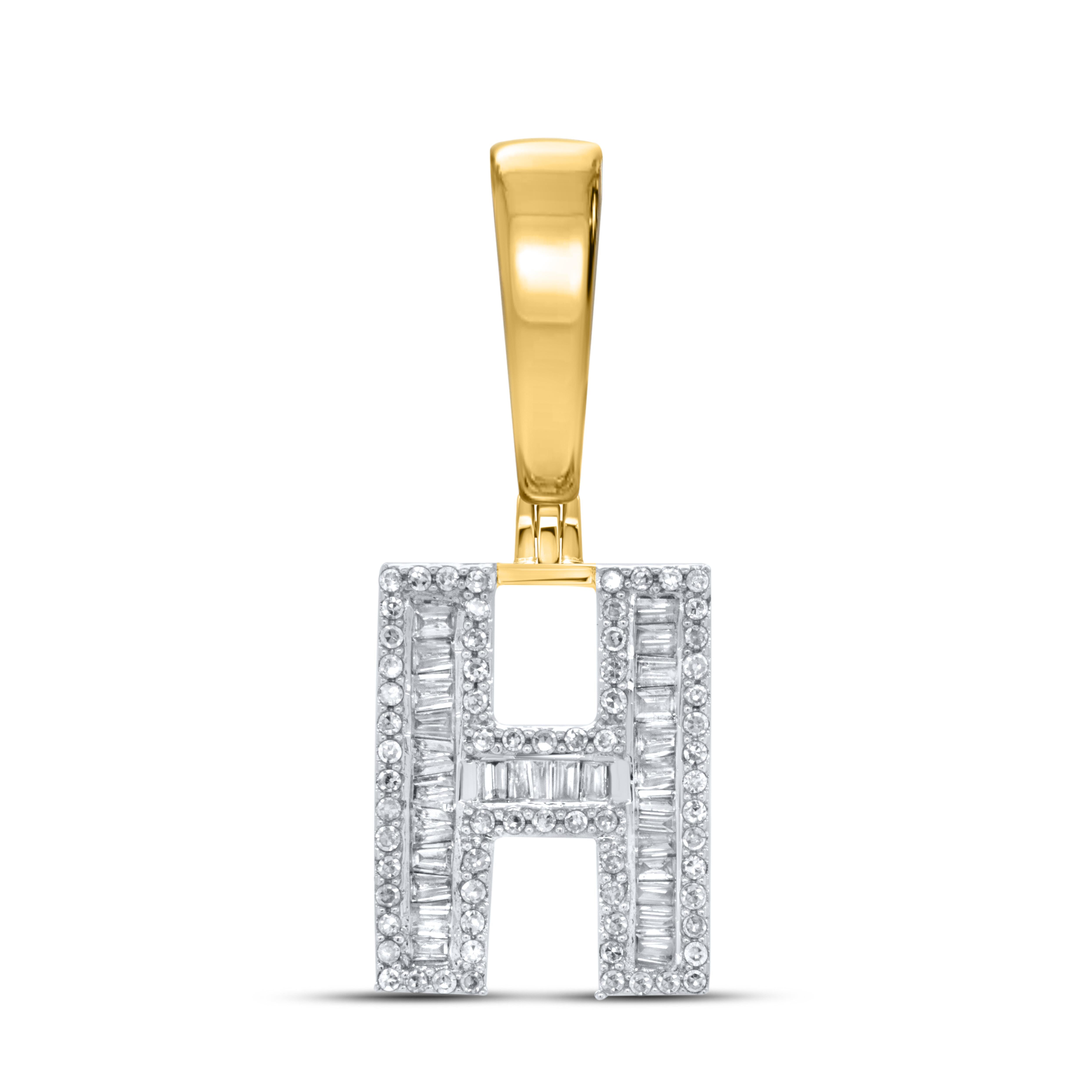 10kt yellow gold 0.45ctw Diamond Initial H Charm