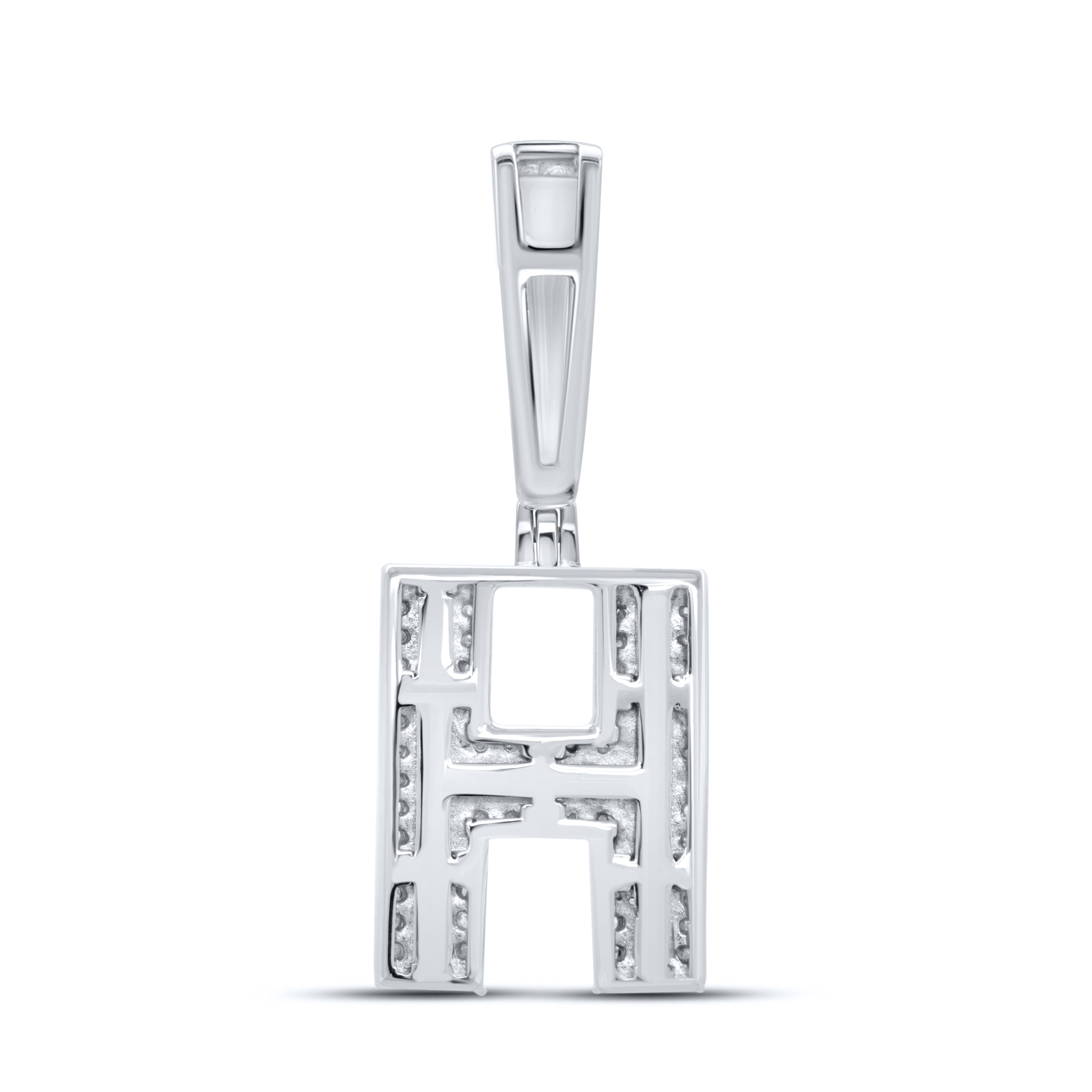 10KT WHITE GOLD 0.45 CTW NATURAL DIAMOND INITIAL H