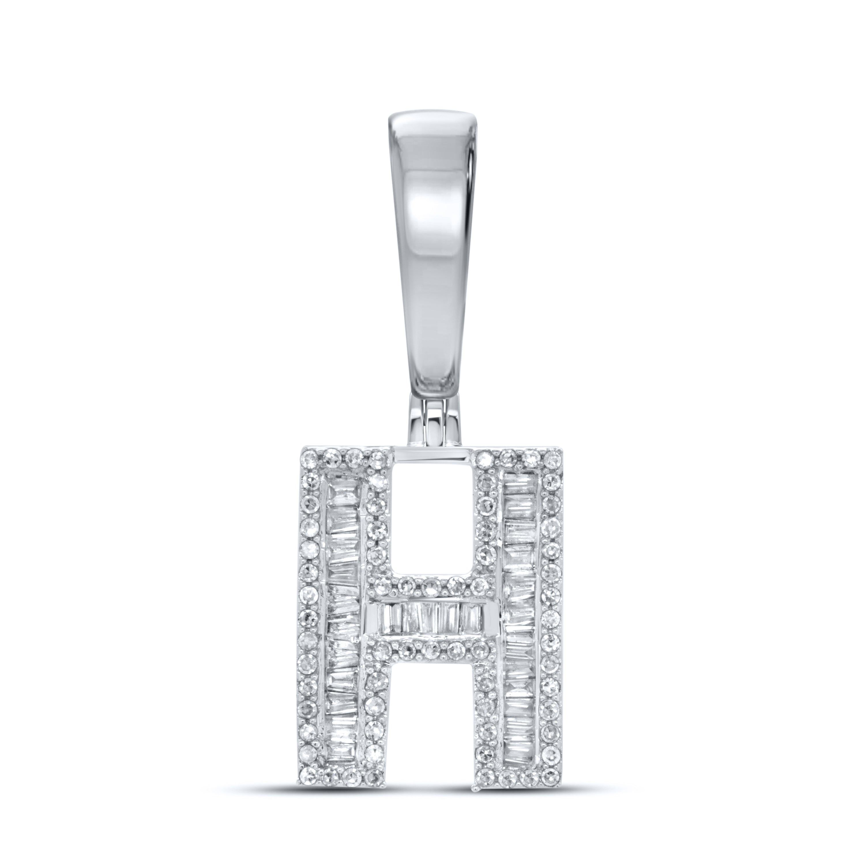 10KT WHITE GOLD 0.45 CTW NATURAL DIAMOND INITIAL H