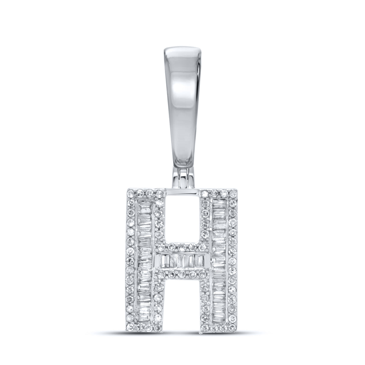 10KT WHITE GOLD 0.45 CTW NATURAL DIAMOND INITIAL H