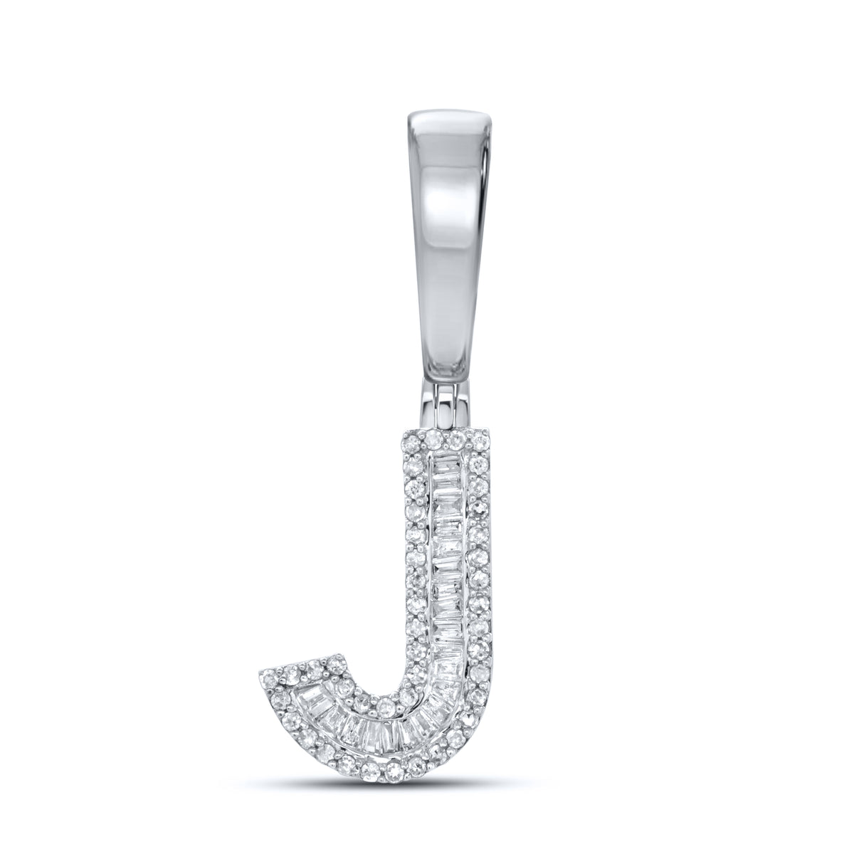10KT WHITE GOLD  0.27 CTW NATURAL DIAMOND INITIAL J