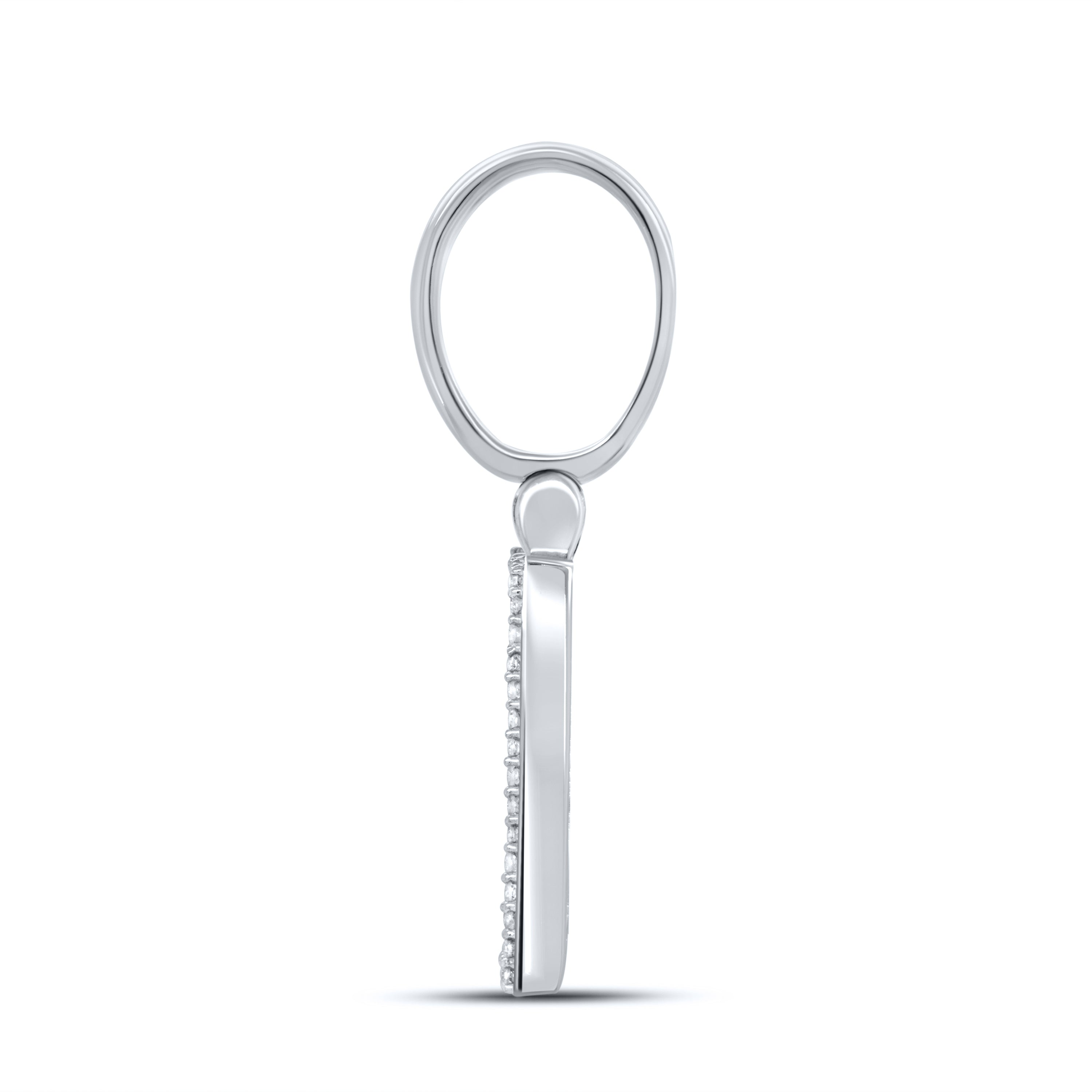 10KT WHITE GOLD 0.66 CTW NATURAL DIAMOND INITIAL M CHARM PENDANT