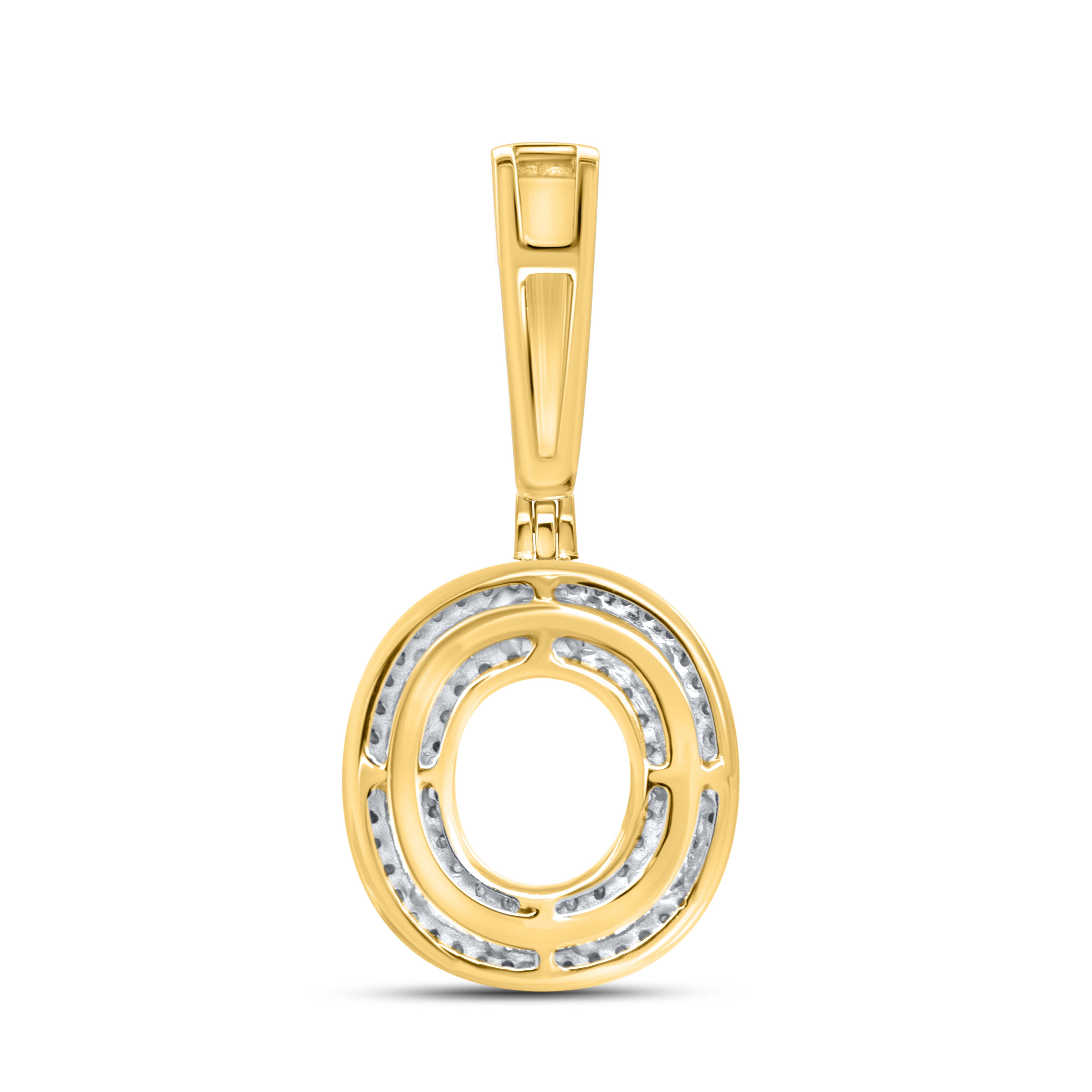 10kt yellow gold 0.45ctw Diamond Initial O Charm