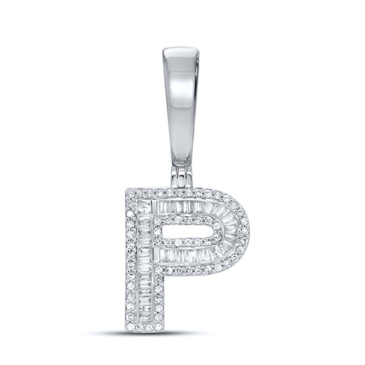 10KT WHITE GOLD 0.43 CTW NATURAL DIAMOND  INITIAL P