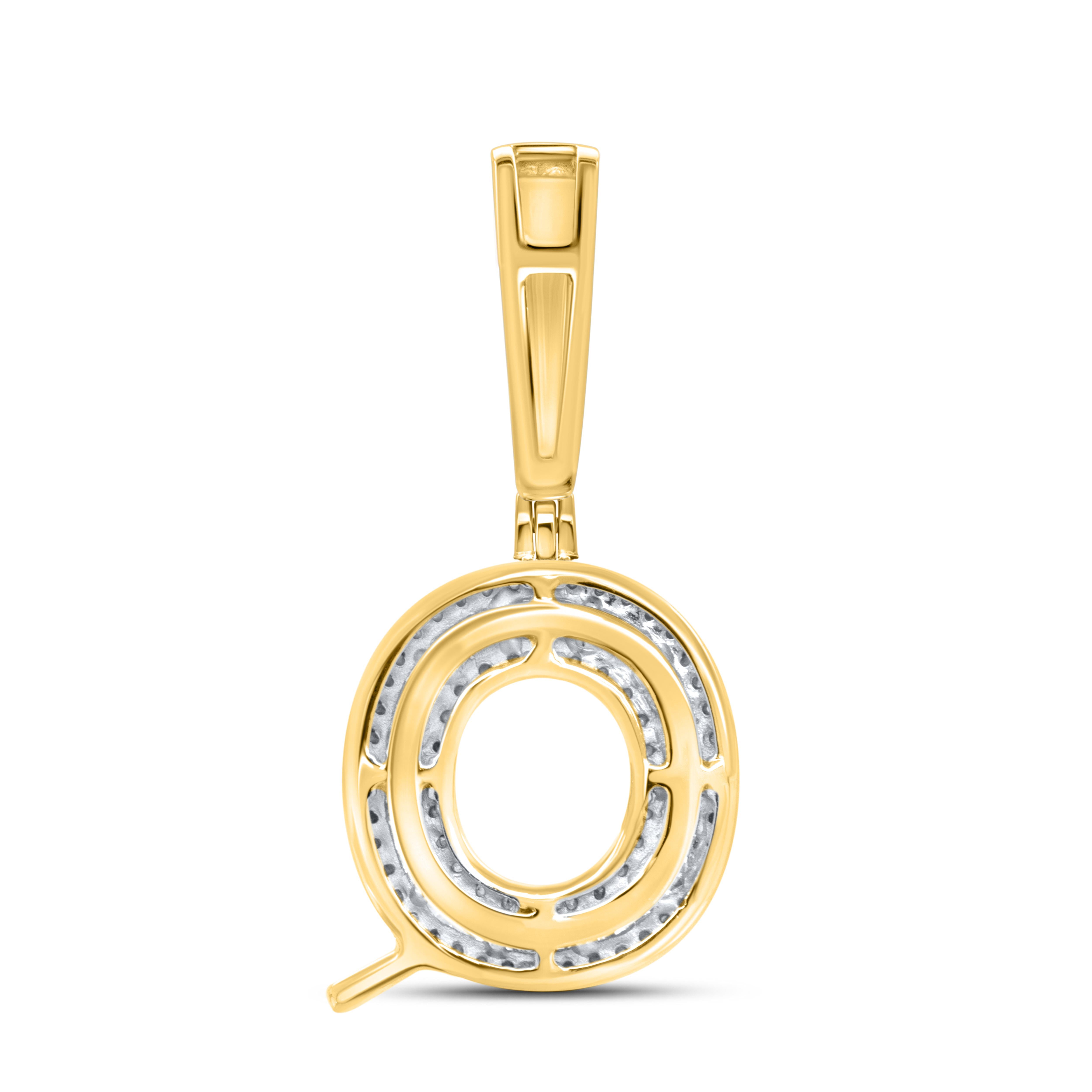10kt yellow gold 0.46ctw Diamond Initial Q Charm