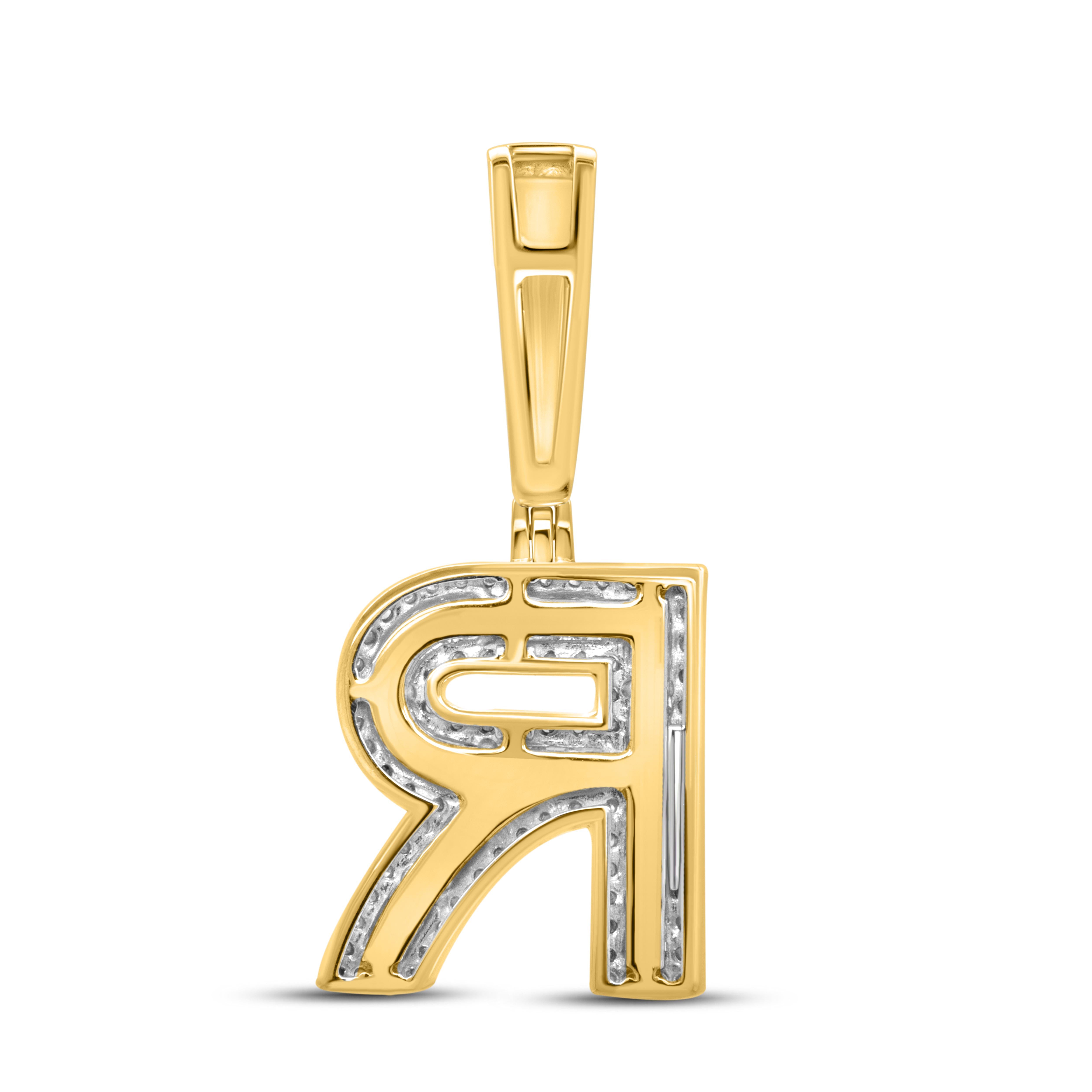10kt yellow gold 0.50 CTW Diamond Initial R Charm