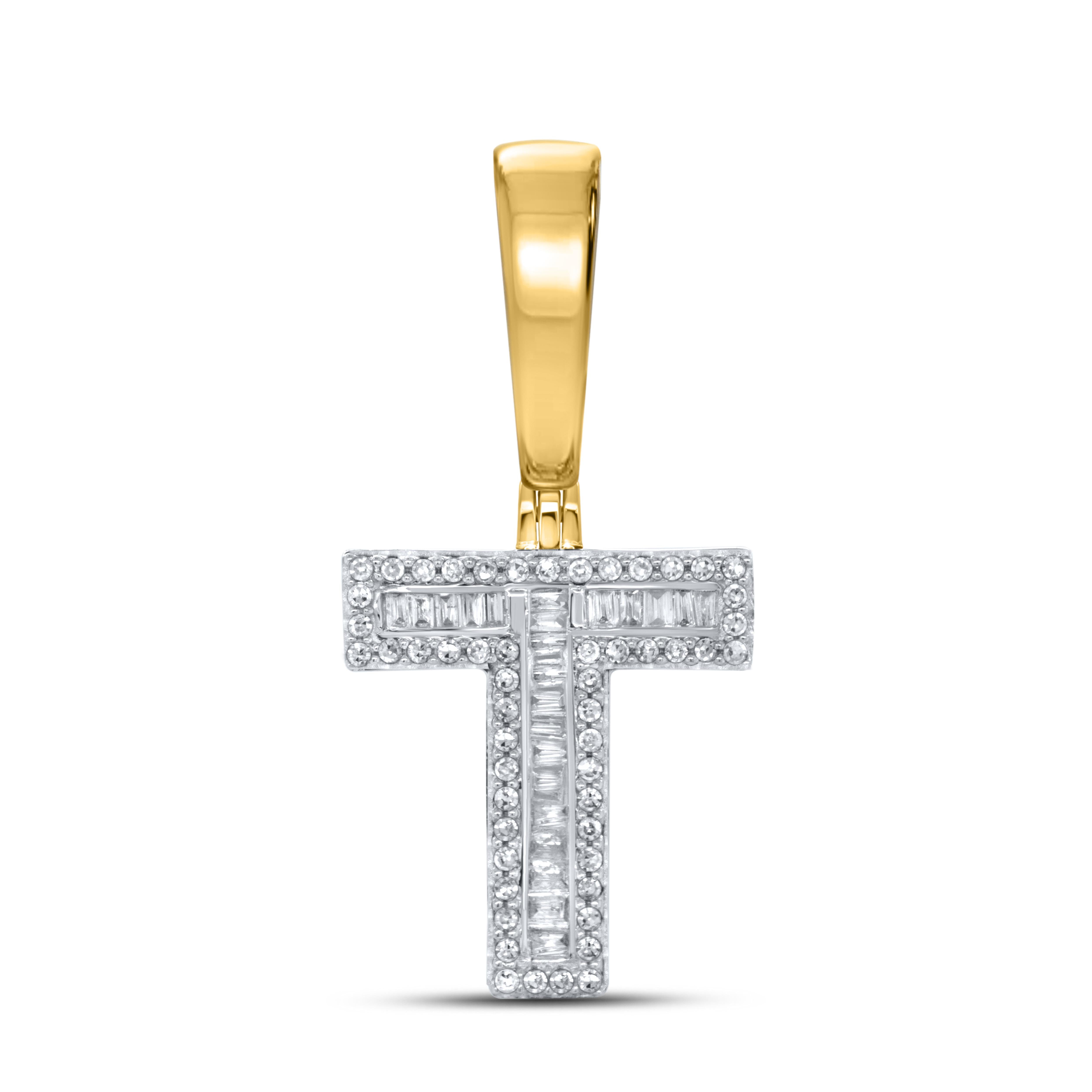 10kt yellow gold 0.34ctw Diamond Initial T Charm