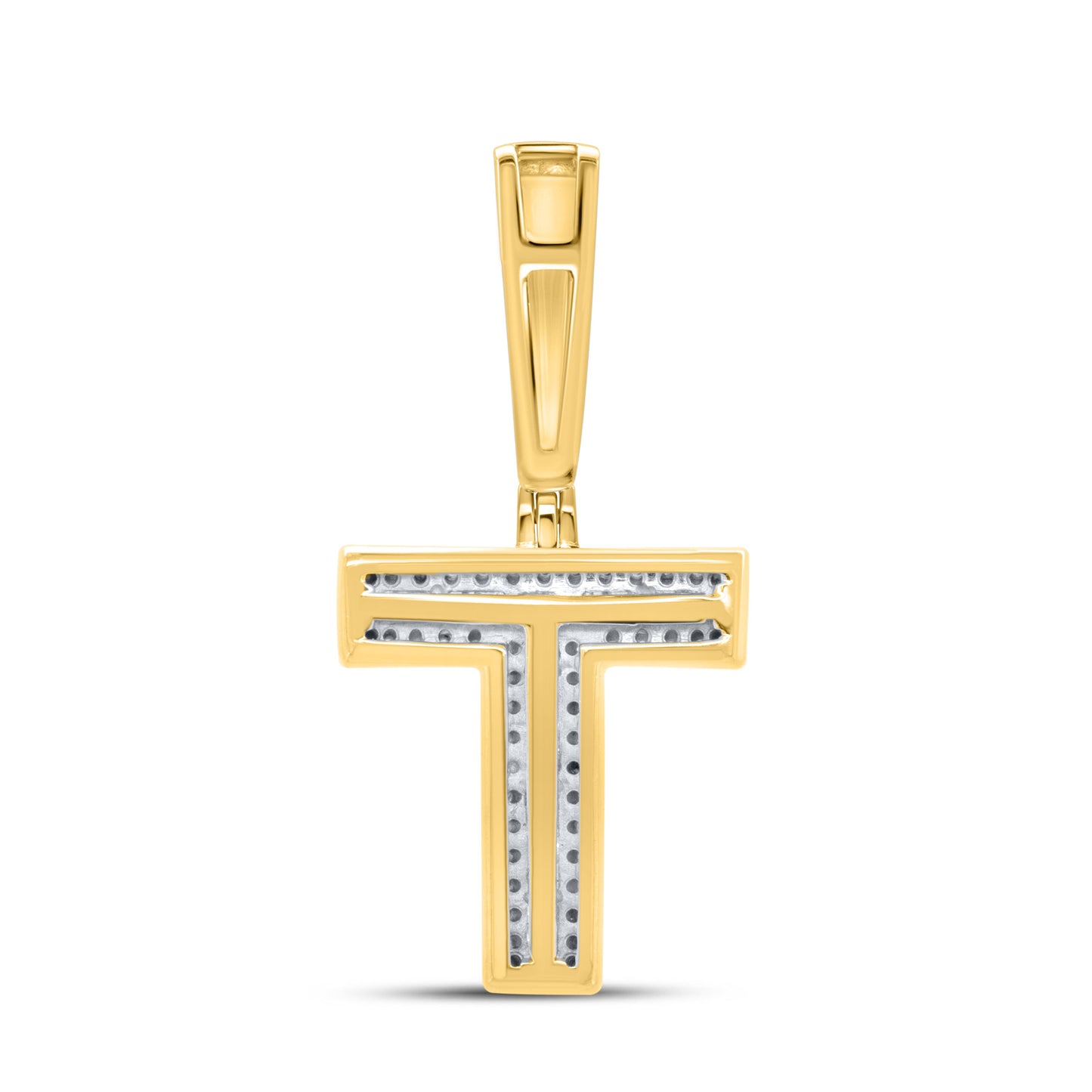 10kt yellow gold 0.34ctw Diamond Initial T Charm