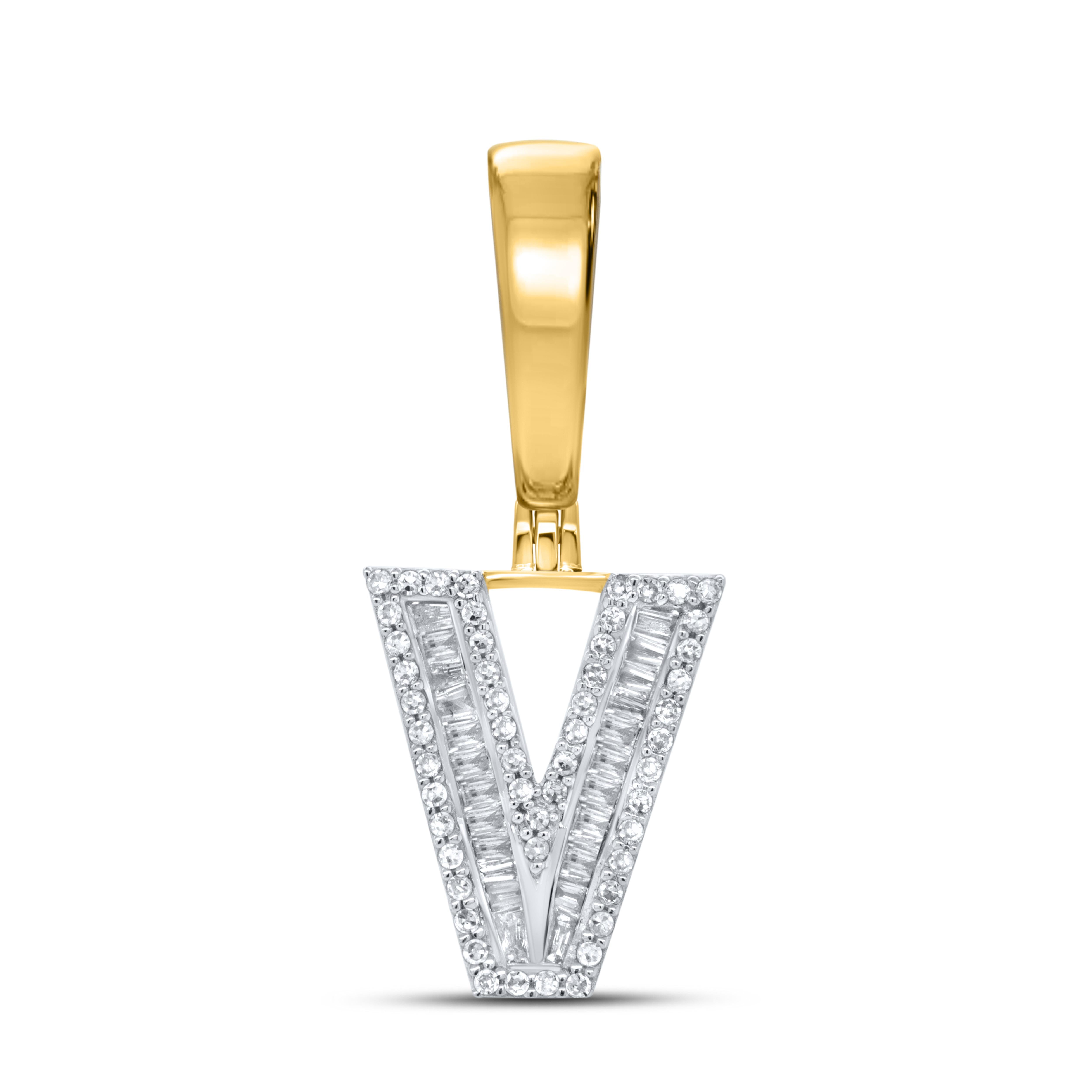 10kt yellow gold 0.33ctw Diamond Initial V Charm