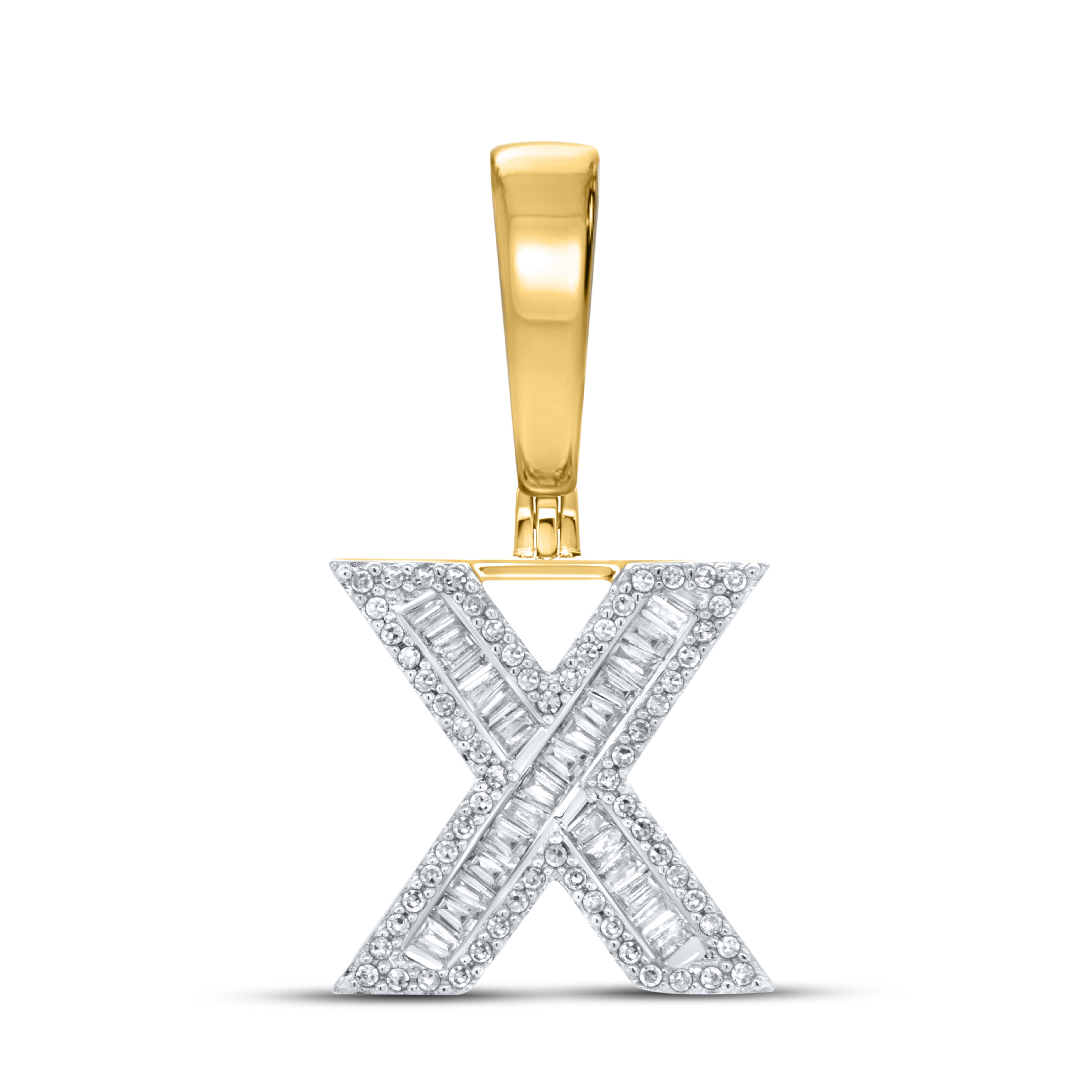 10kt yellow gold 0.40ctw Diamond Initial X Charm