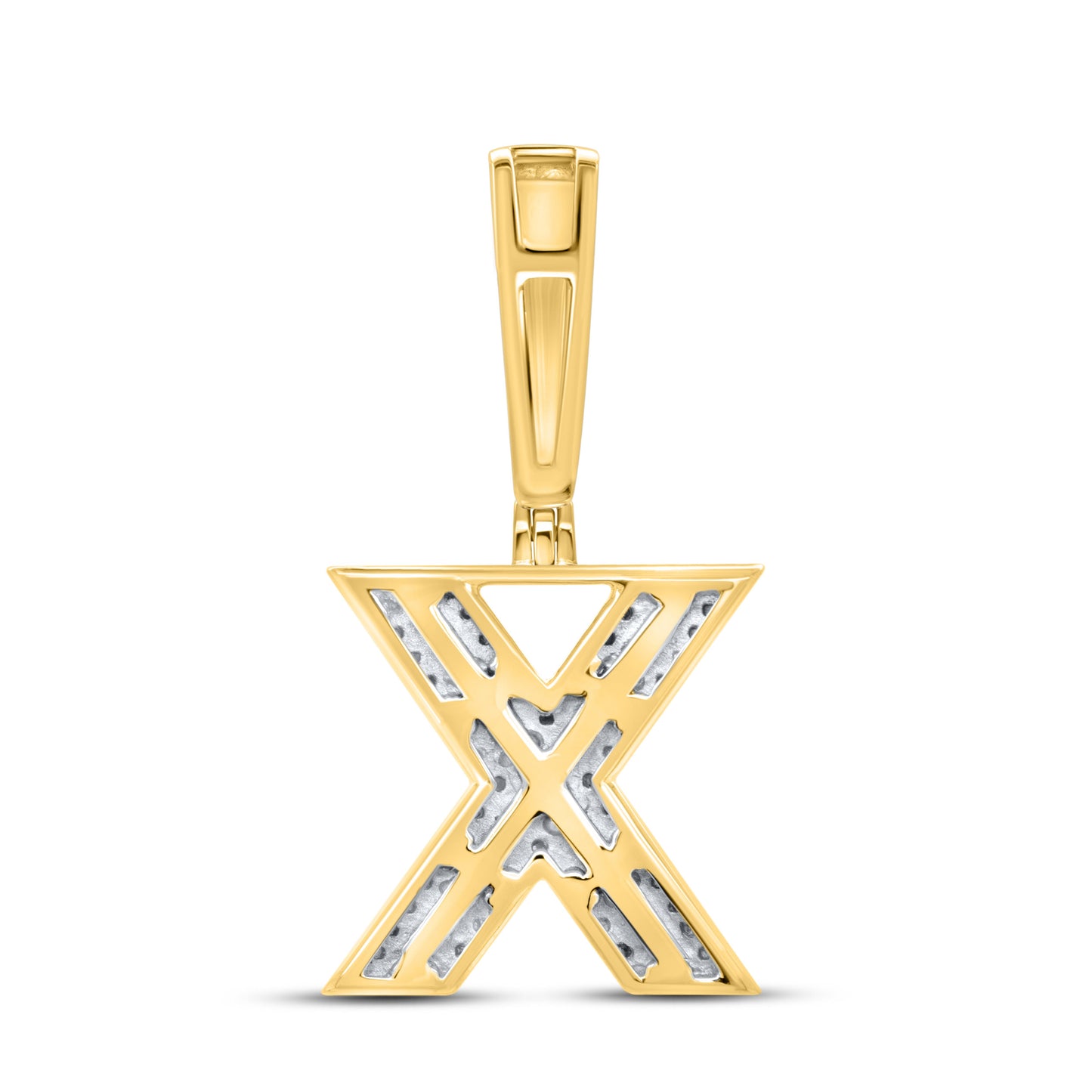 10kt yellow gold 0.40ctw Diamond Initial X Charm