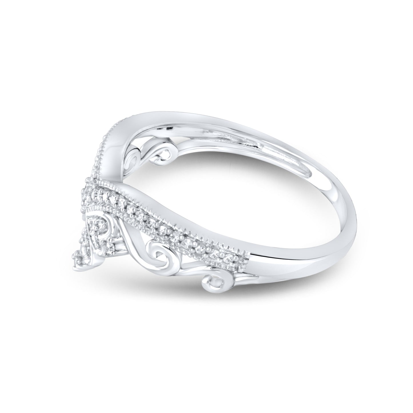 10kt White Gold 0.12 CTW Crown Diamond ring