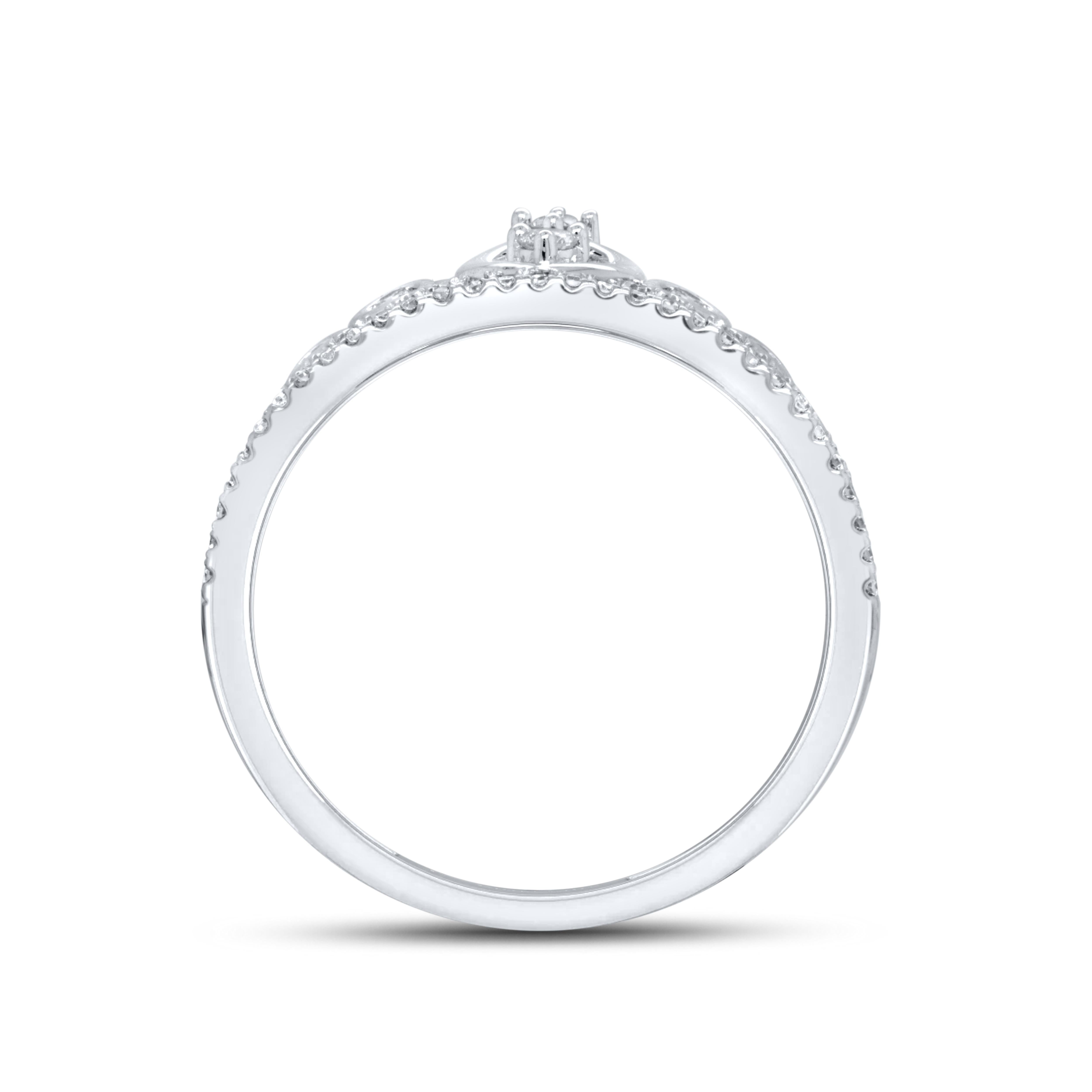14kt White Gold 0.25 CTW Crown Diamond Ring