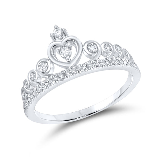 14kt White Gold 0.25 CTW Crown Diamond Ring