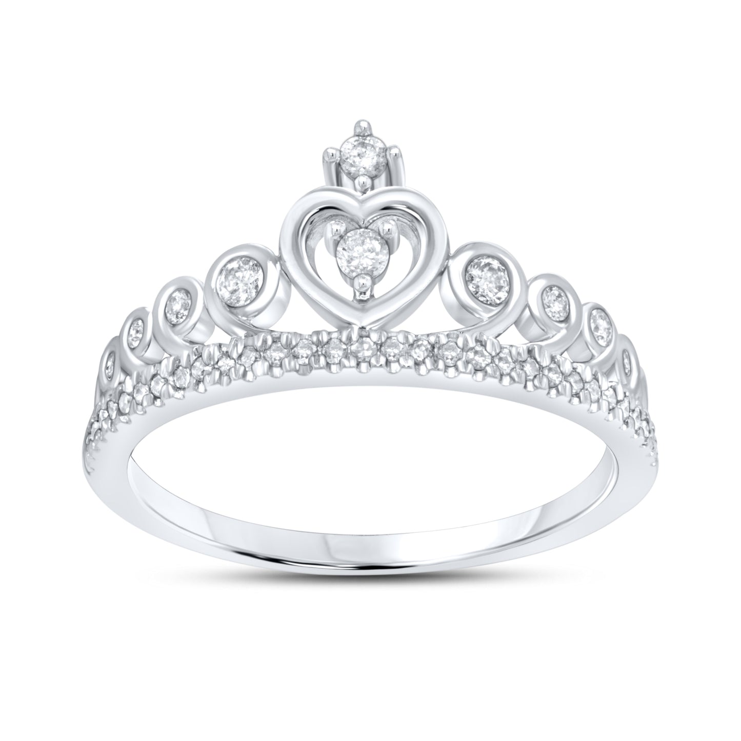 14kt White Gold 0.25 CTW Crown Diamond Ring