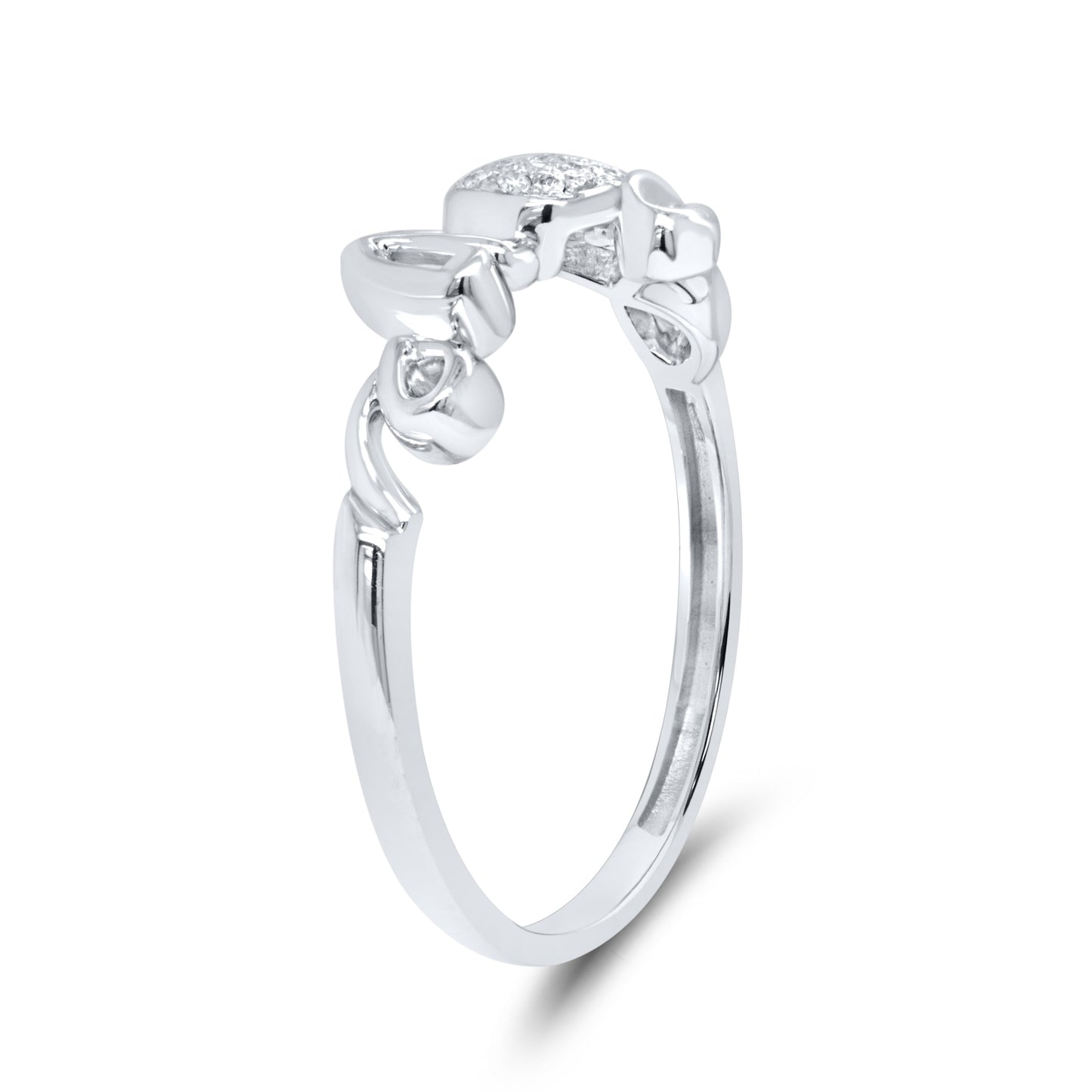 10kt White Gold 0.05 CTW Diamond love ring