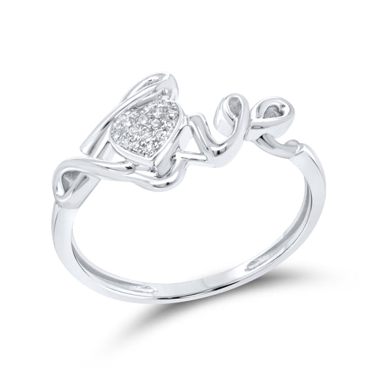 10kt White Gold 0.05 CTW Diamond love ring