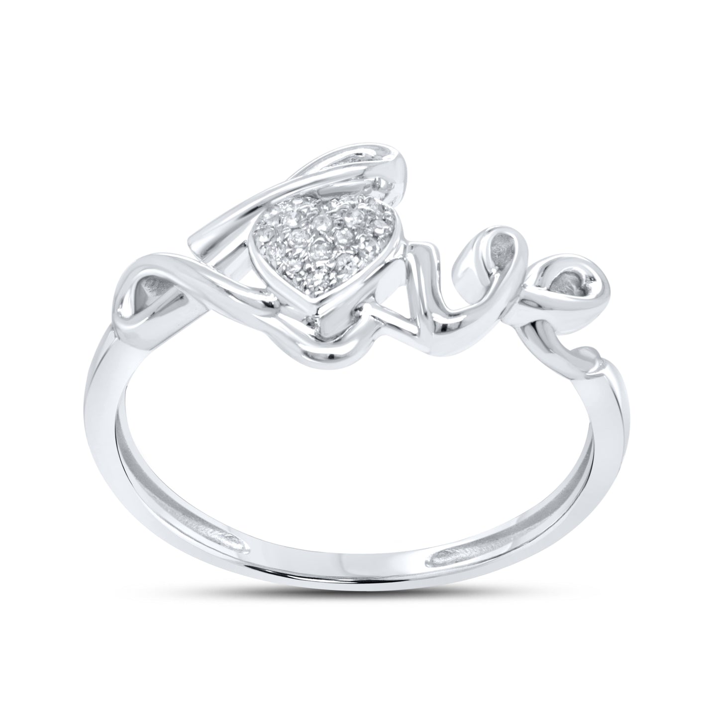 10kt White Gold 0.05 CTW Diamond love ring