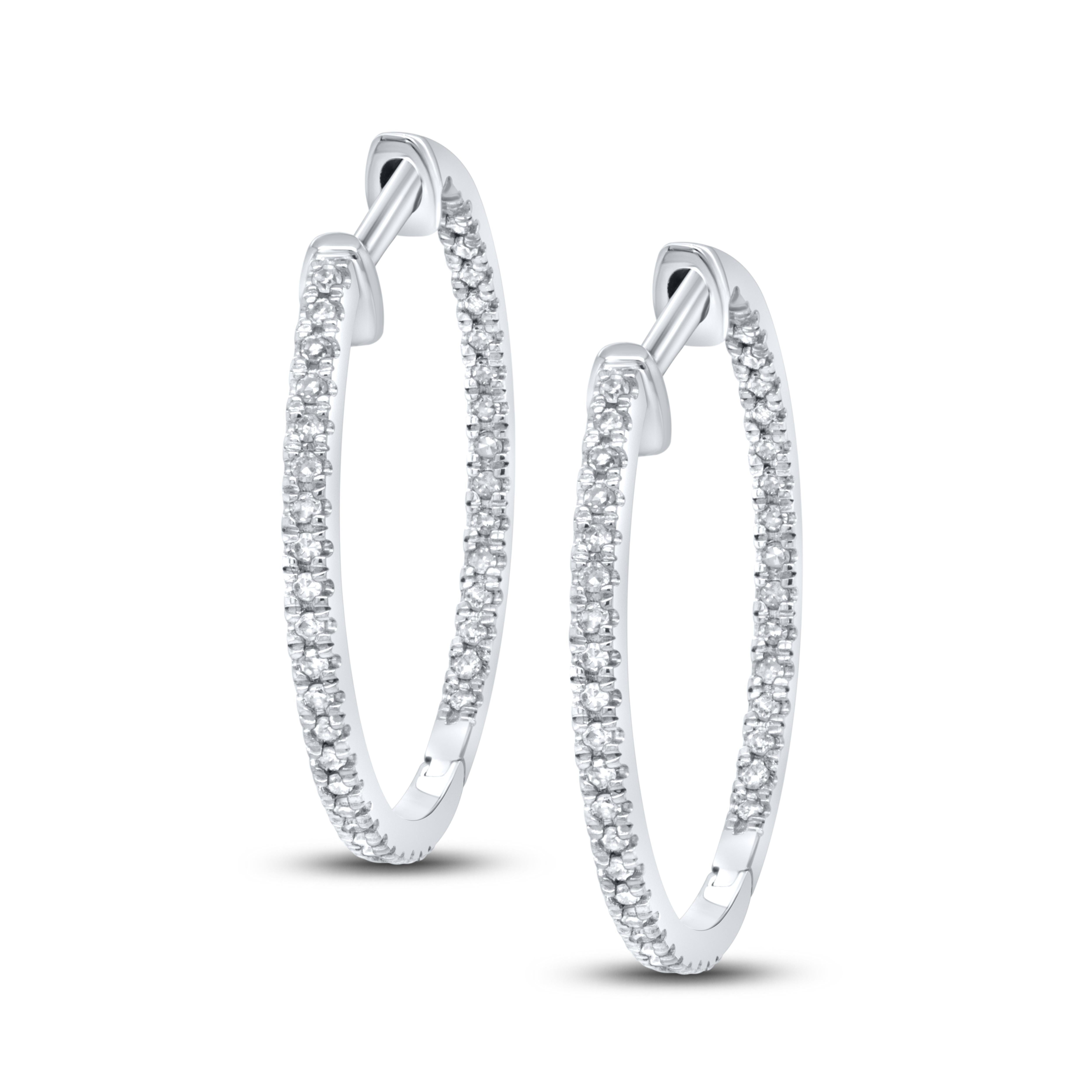 10kt White Gold 0.25 CTW Diamond Hoop Earring