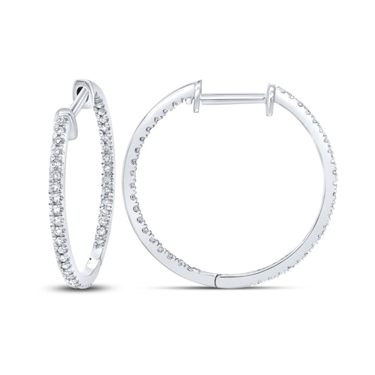 10kt White Gold 0.25 CTW Diamond Hoop Earring