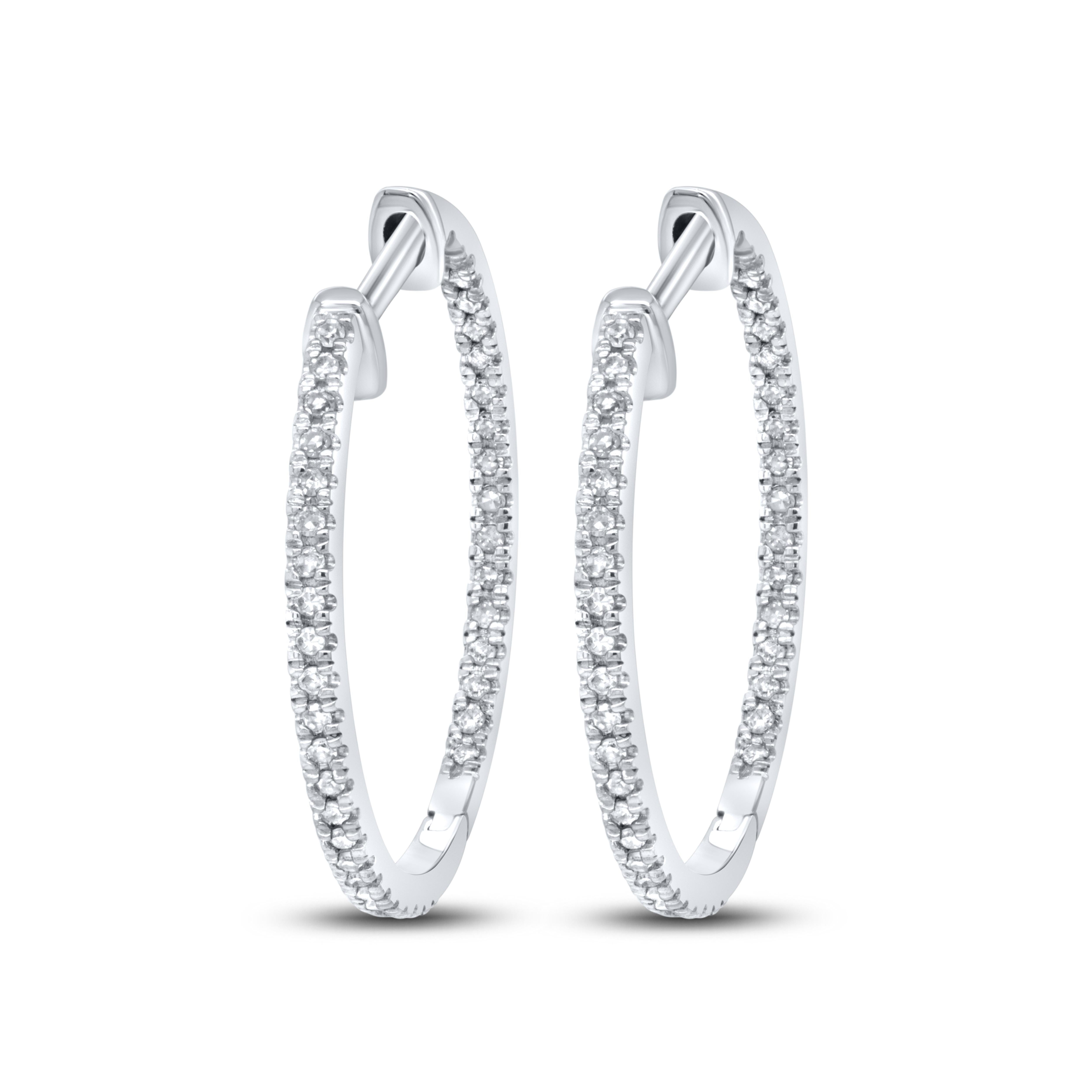 10kt White Gold 0.25 CTW Diamond Hoop Earring
