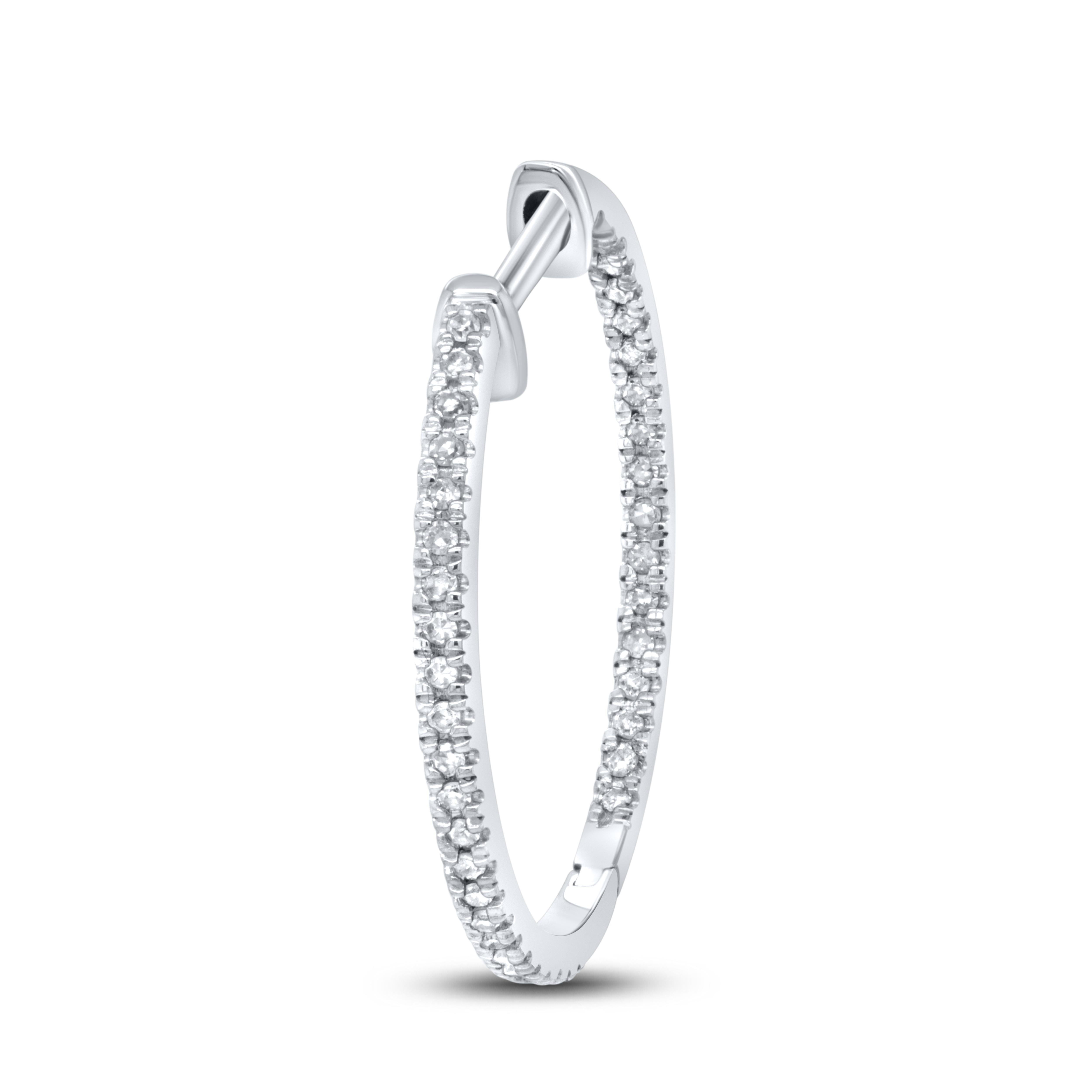 10kt White Gold 0.25 CTW Diamond Hoop Earring