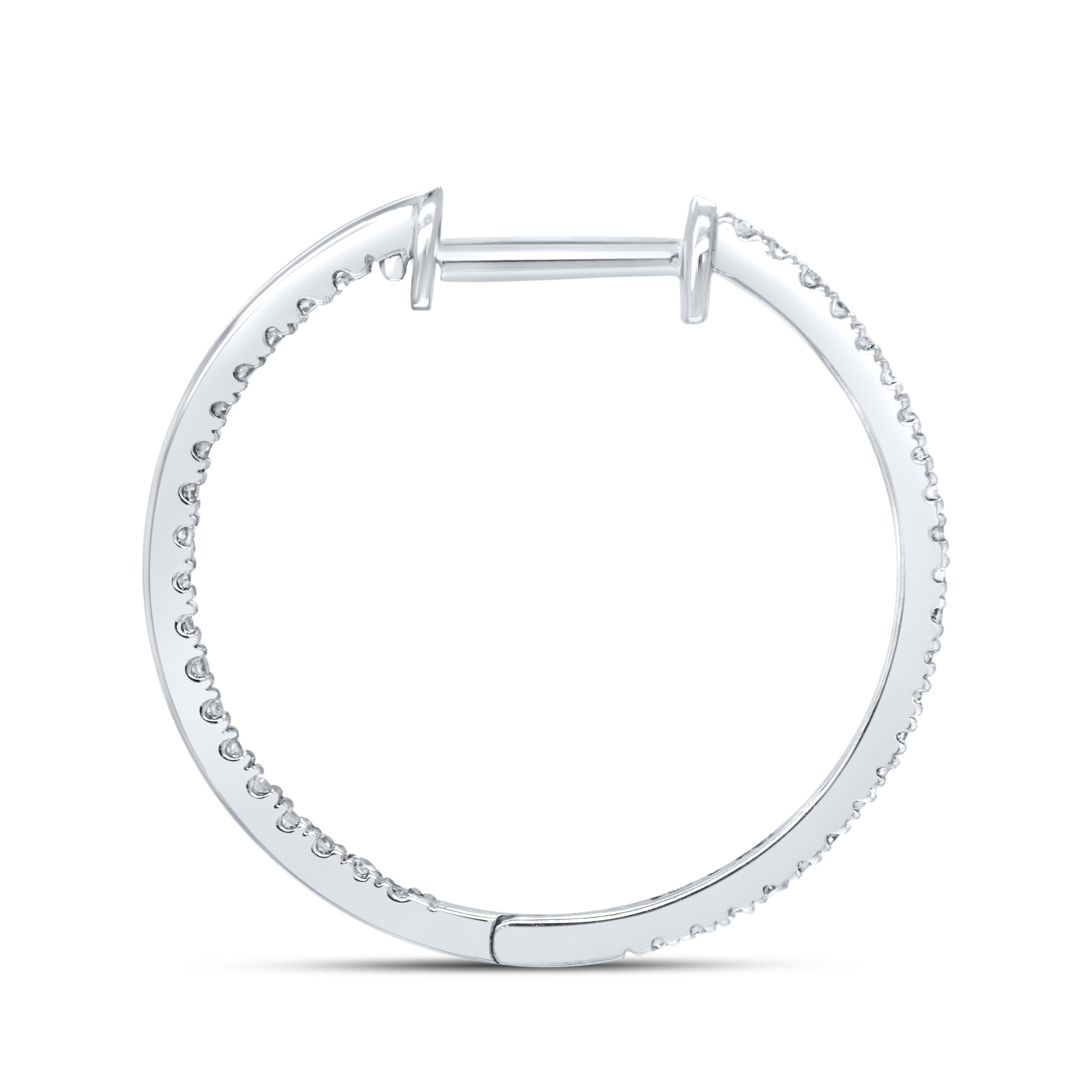 10kt White Gold 0.25 CTW Diamond Hoop Earring