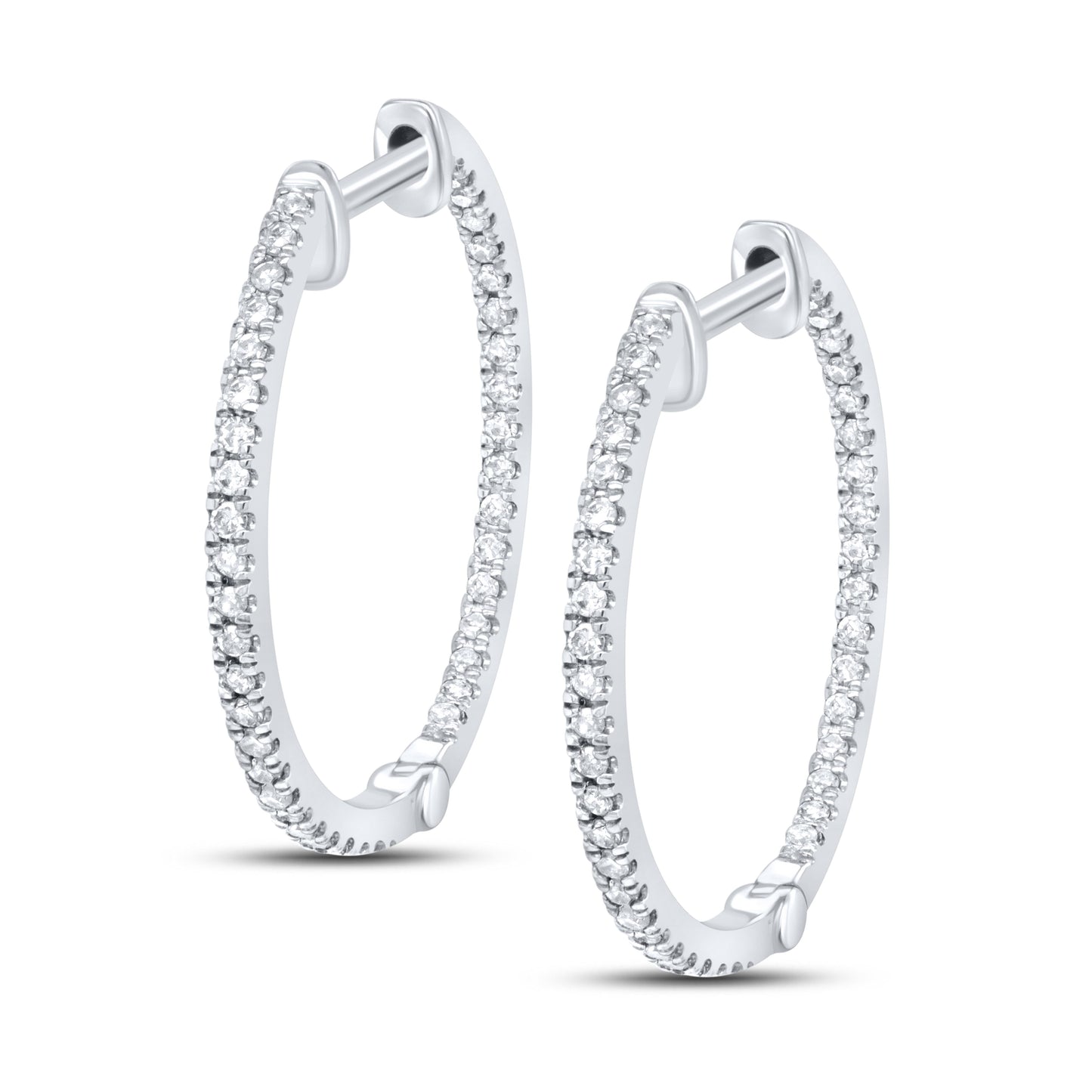 10kt White Gold 0.33 CTW Diamond Hoop Earring