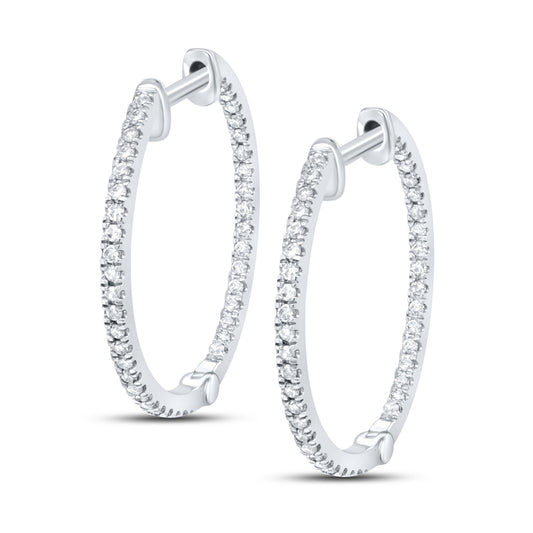 10kt White Gold 0.33 CTW Diamond Hoop Earring