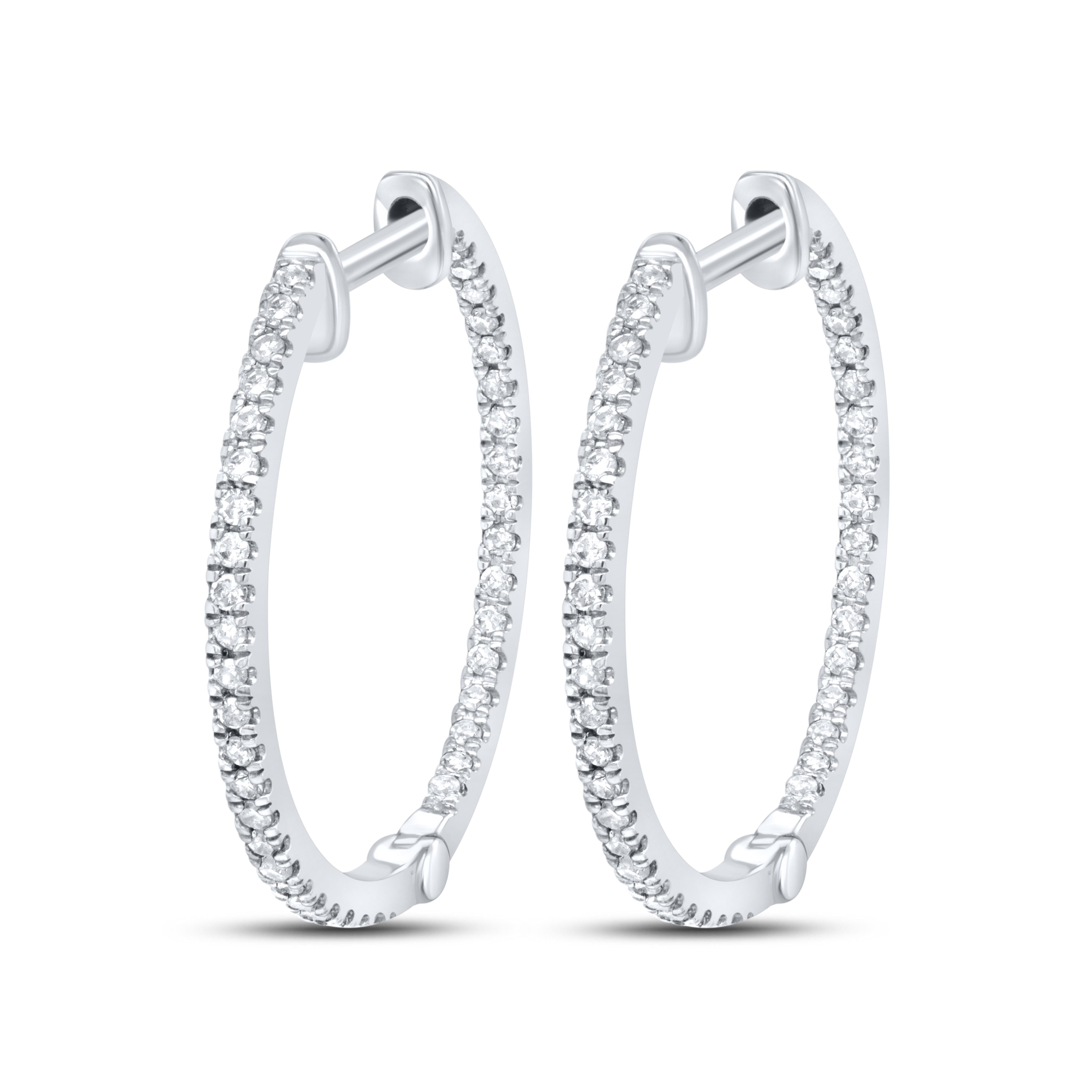 10kt White Gold 0.33 CTW Diamond Hoop Earring