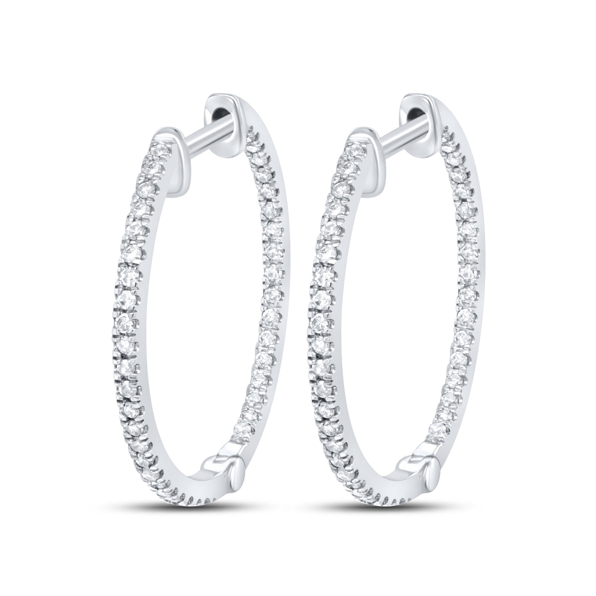 10kt White Gold 0.33 CTW Diamond Hoop Earring