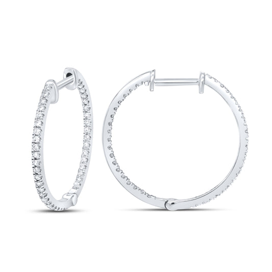 10kt White Gold 0.33 CTW Diamond Hoop Earring