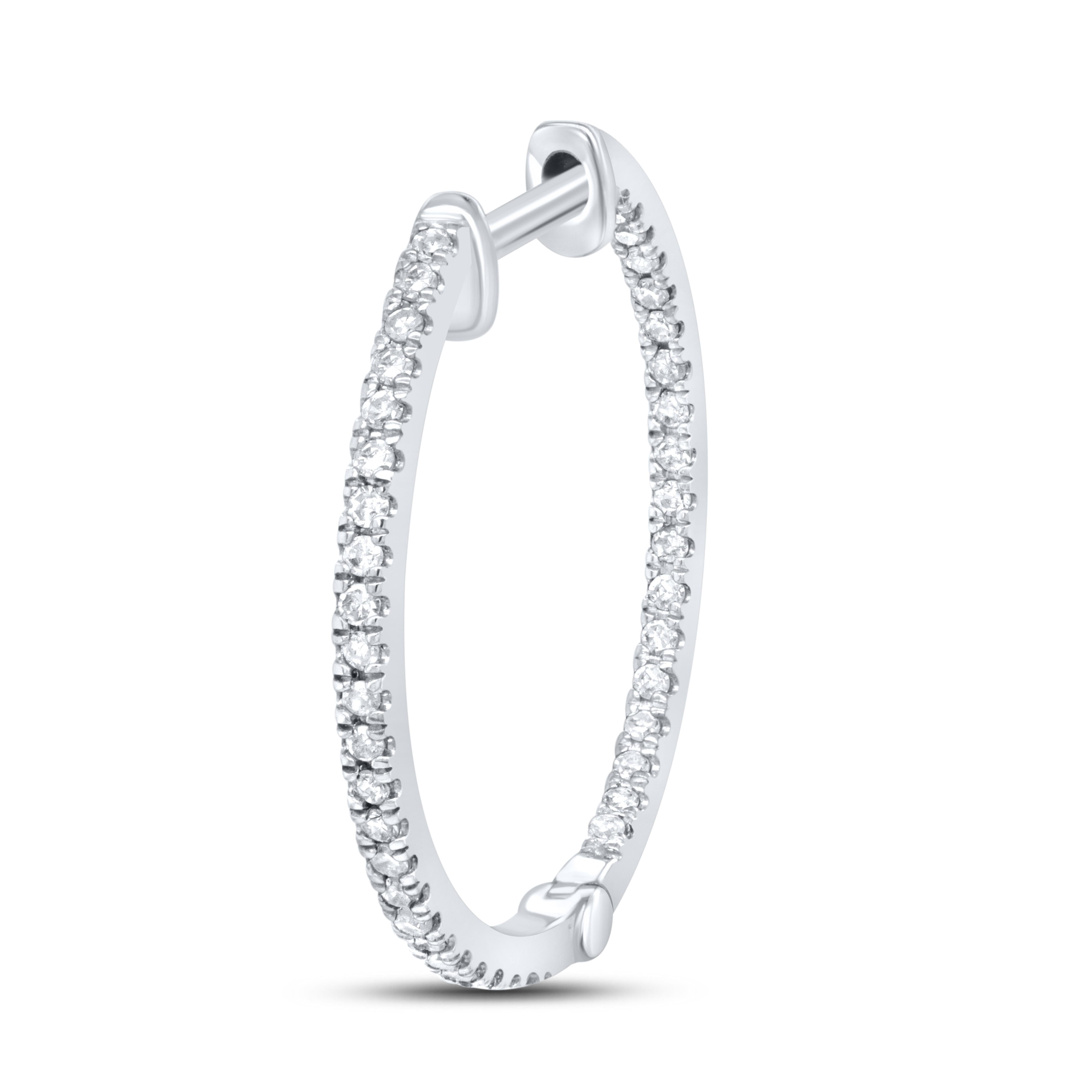 10kt White Gold 0.33 CTW Diamond Hoop Earring
