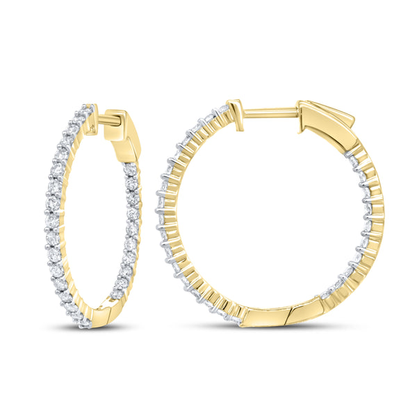 2 ctw diamond hoops, yellow gold