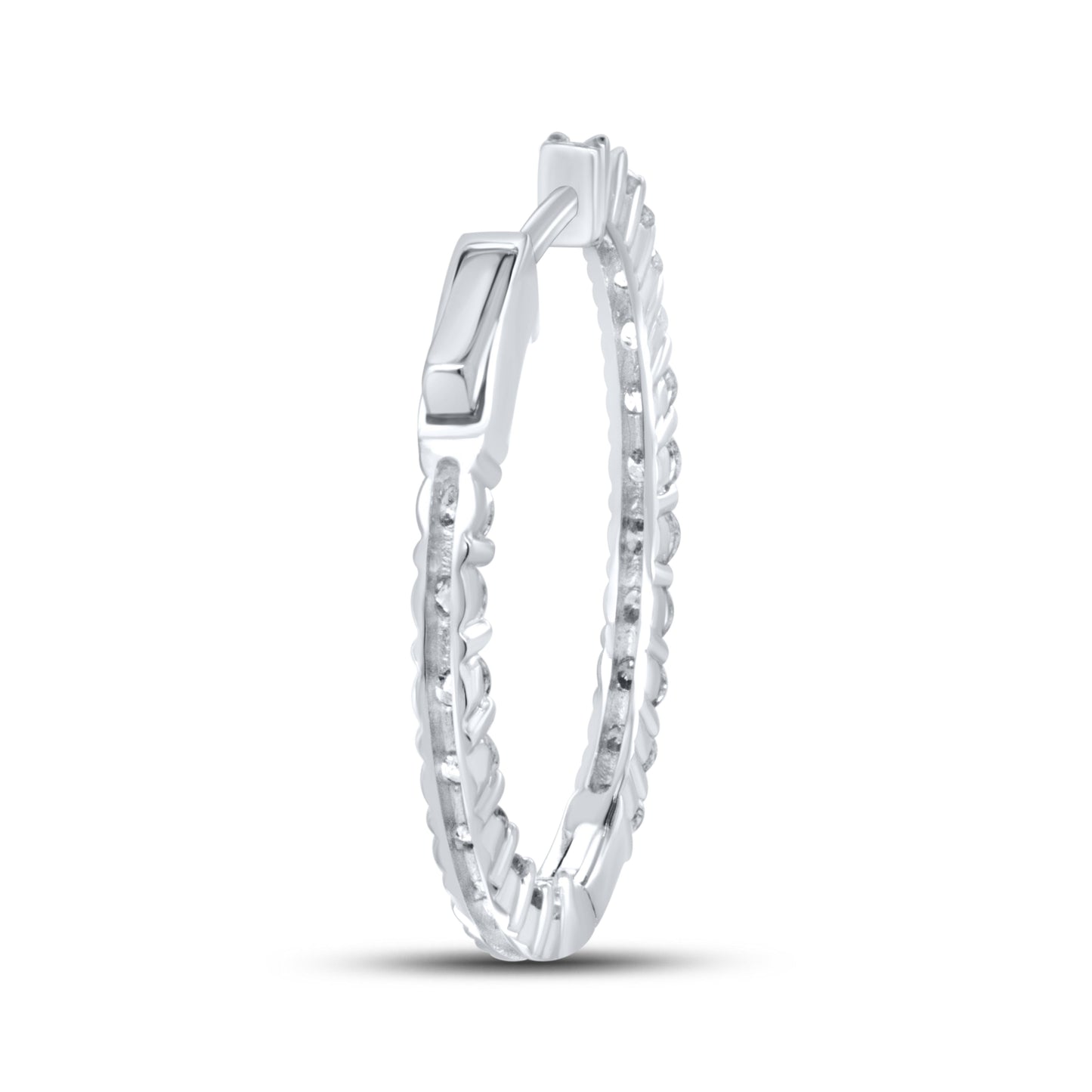 10kt White Gold 2 CTW Diamond Hoop Earring