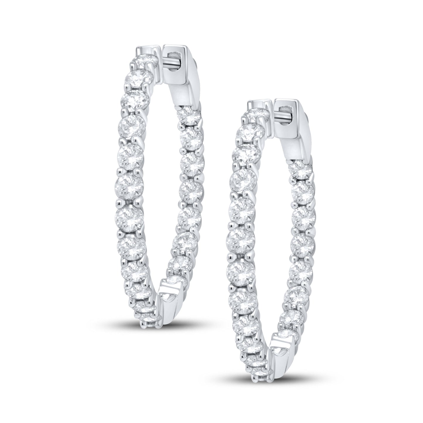 10kt White Gold 2 CTW Diamond Hoop Earring